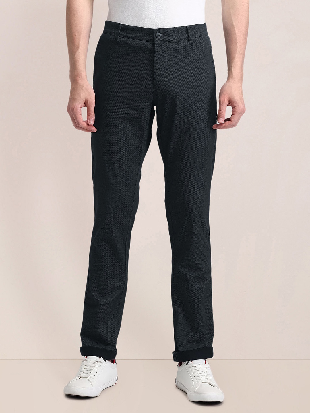

U.S. Polo Assn. Men Mid-Rise Slim Fit Trousers, Grey
