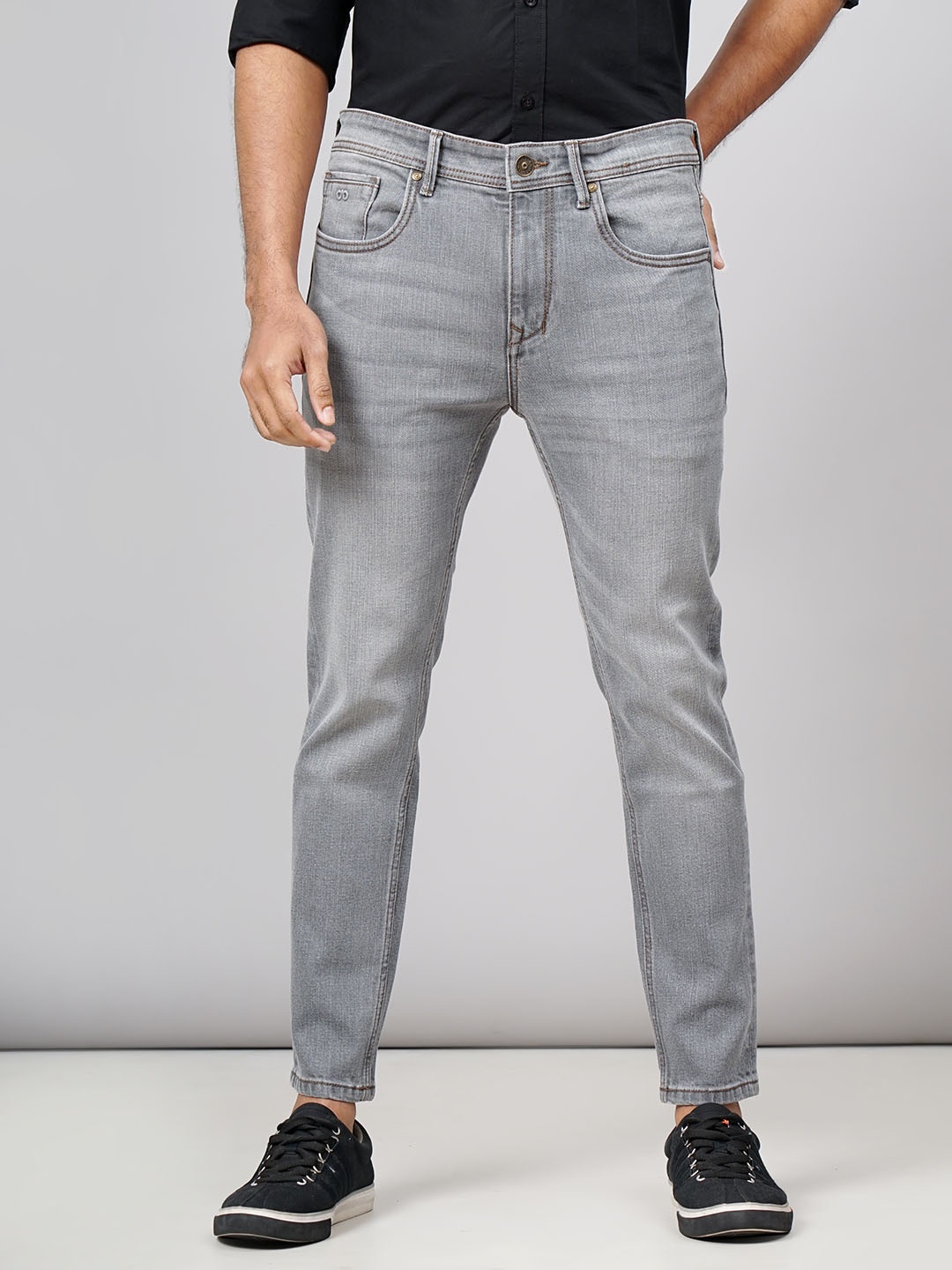 

JADE BLUE Men Slim Fit Heavy Fade Stretchable Jeans, Grey
