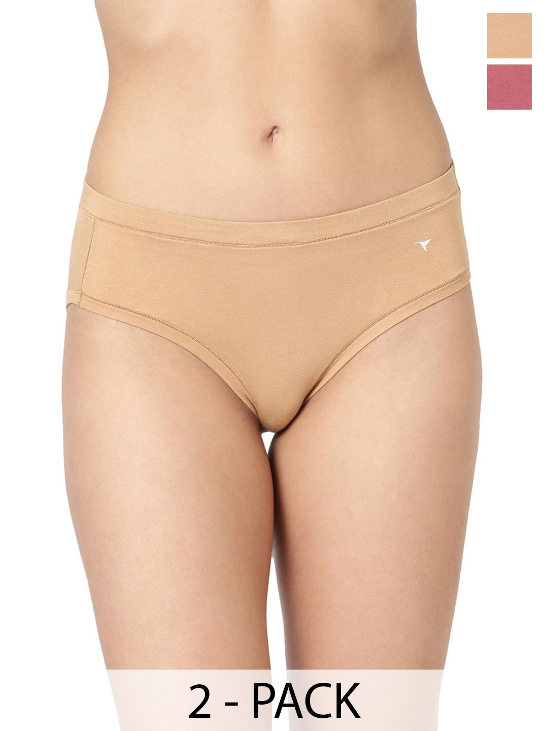 

BLOSSOM Women Pack Of 2 Mid Rise Modal Hipster Panty Concealed Waistband _Cloud Soft, Beige