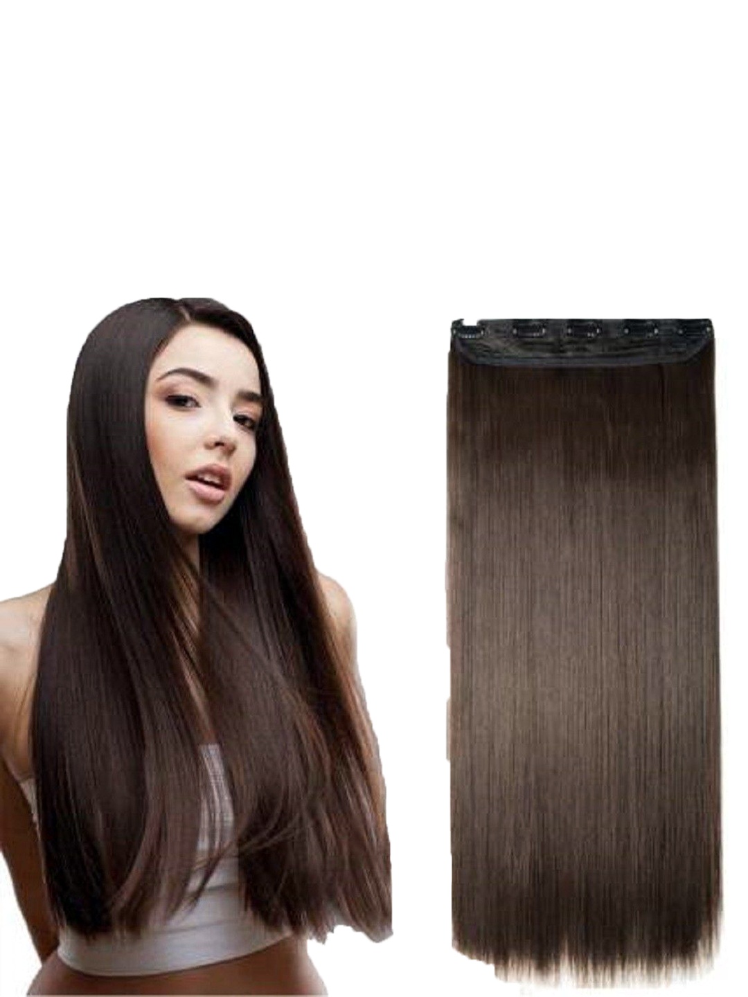 

HAVEREAM Clip In Locks Straight Hair Extension - Brown - 24 Inch