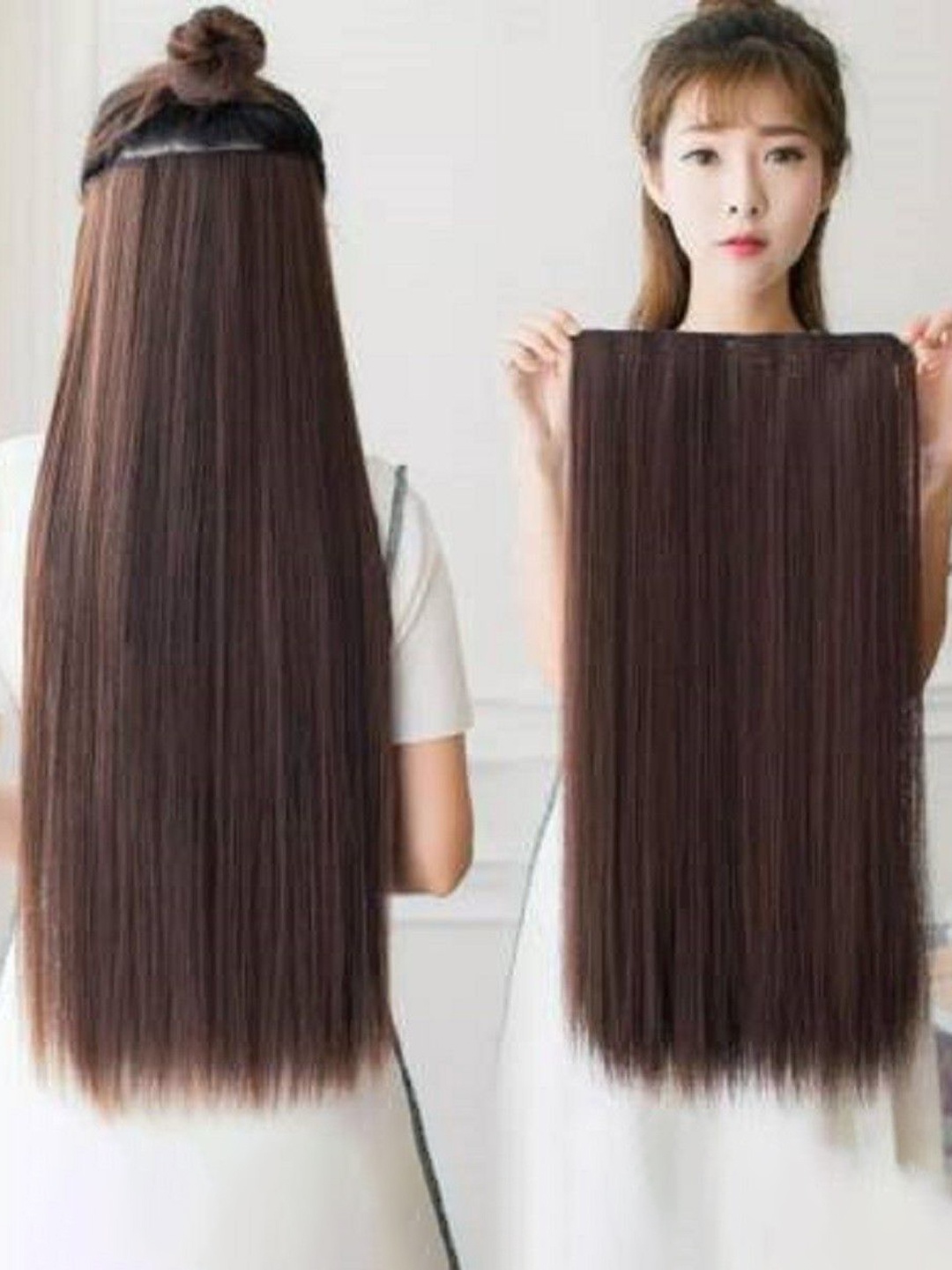 

ABRISH Clip In Straight Locks Hair Extension - Natural Brown - 24 Inch