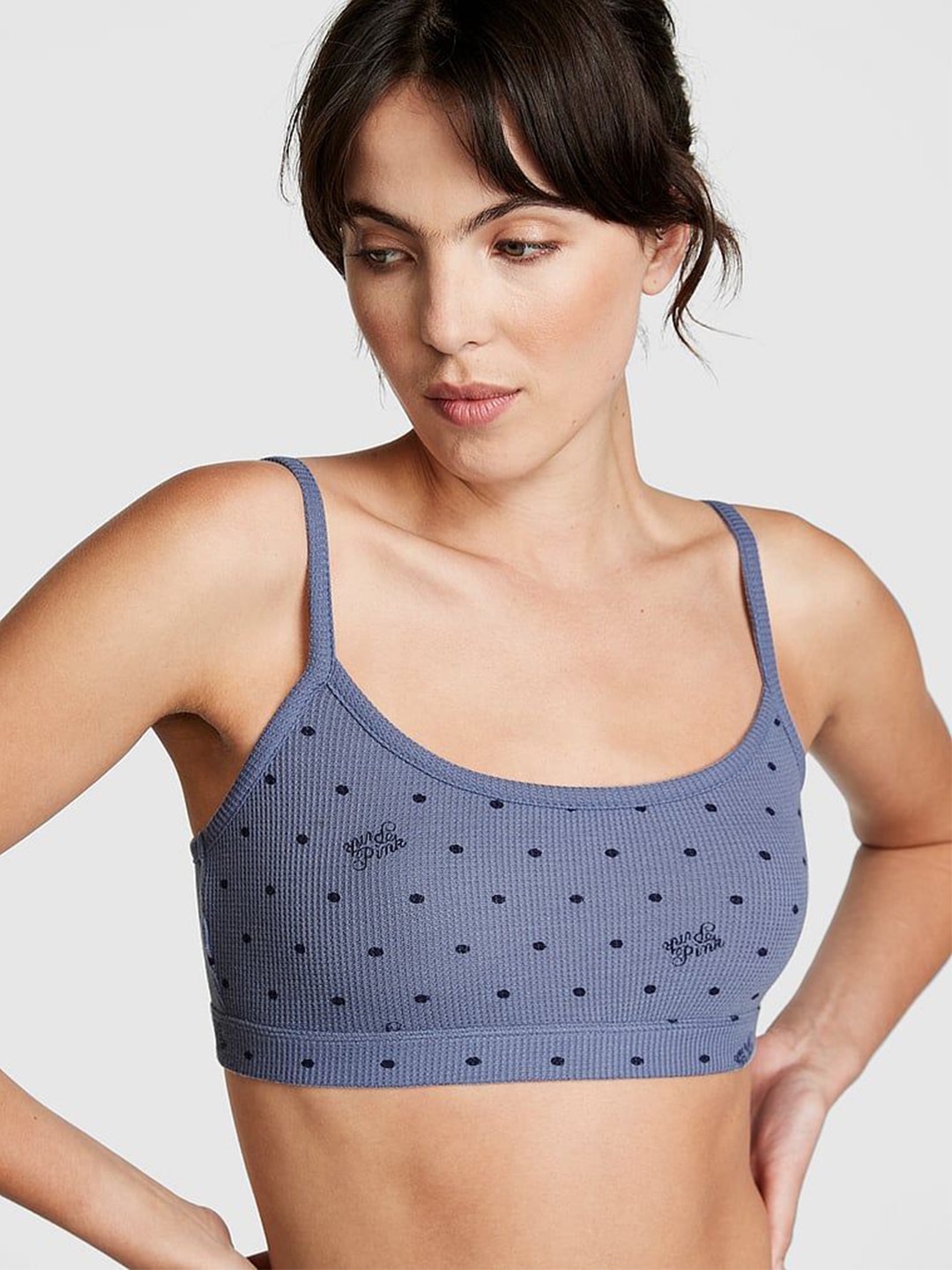 

Victoria's Secret Women Polka Dot Printed Medium Coverage Bralette Bra, Blue