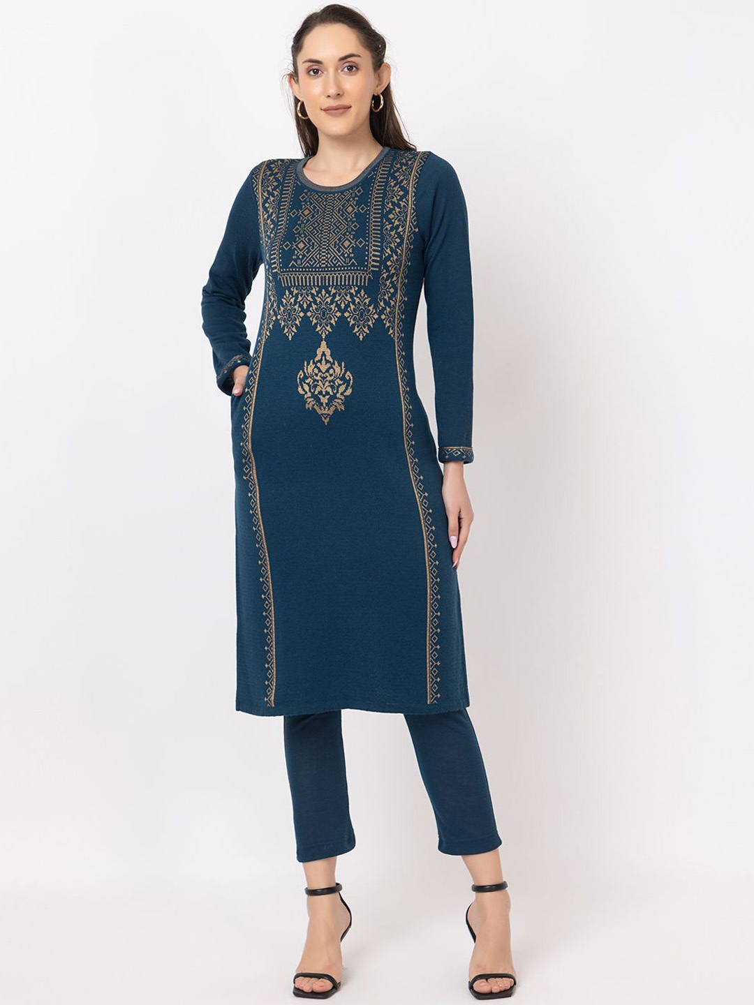 

KEIKO Women Ethnic Motifs Jacquard Kurta, Blue