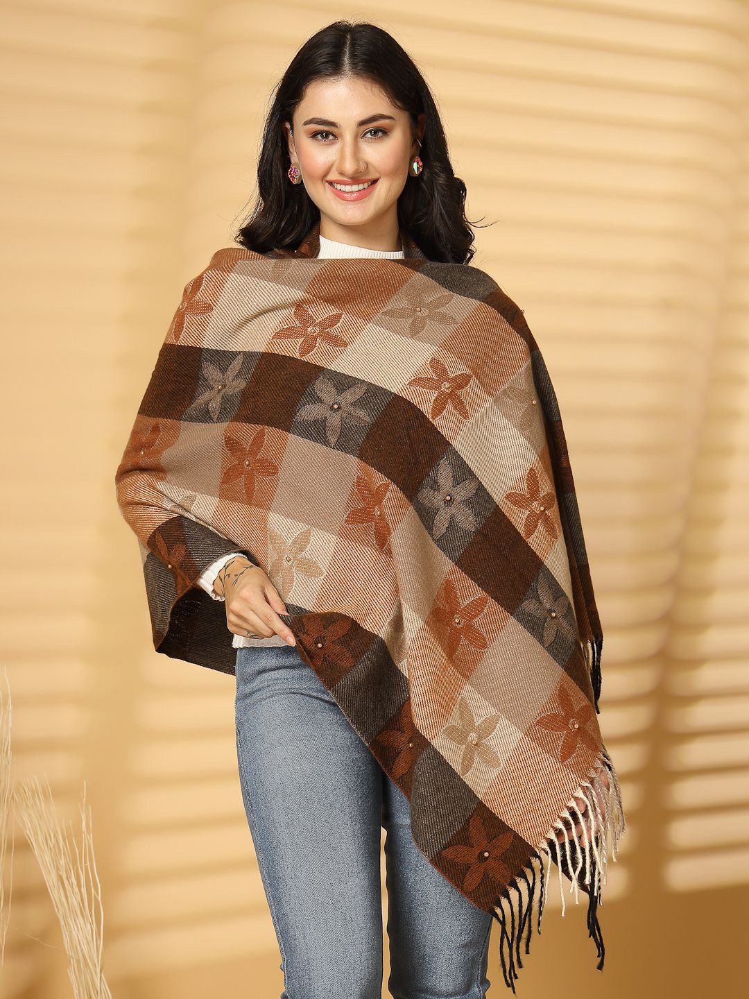 

Mafadeny Women Printed Stole, Brown