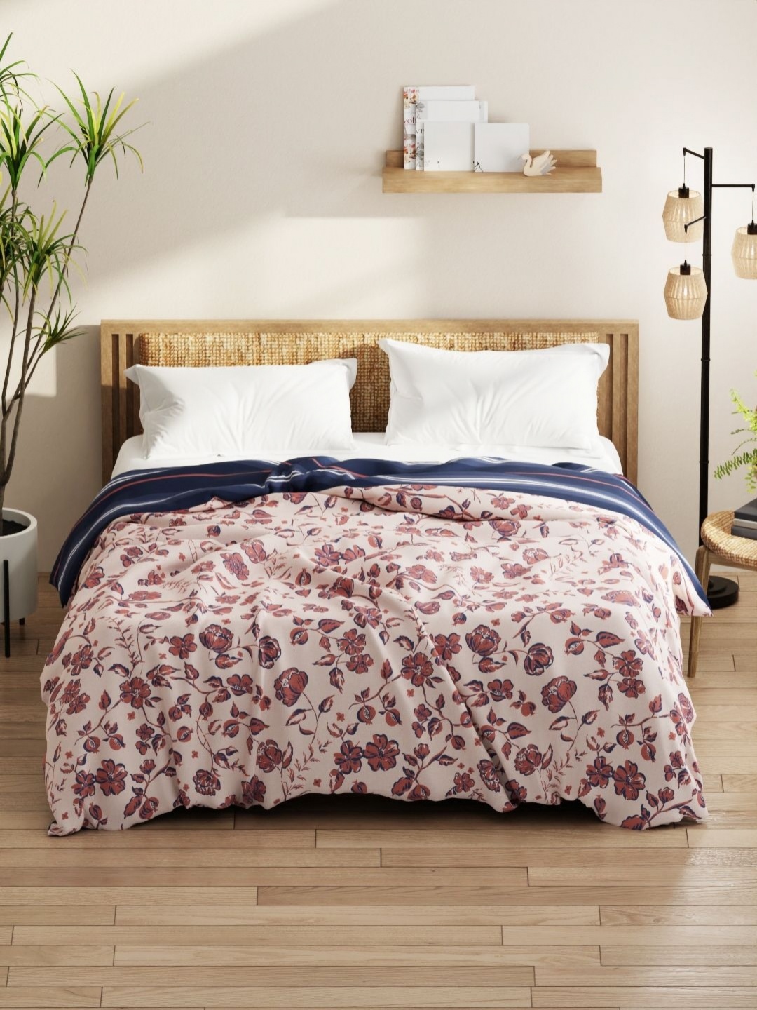 

KOPA Red & Blue Floral Printed Microfiber AC Room 120 GSM Double Bed Comforter