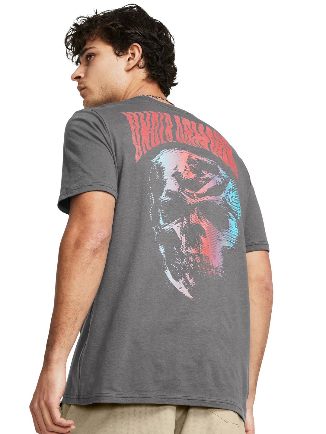 

UNDER ARMOUR Men Graphic Printed Round Neck Cotton Relaxed Fit T-shirt, Grey