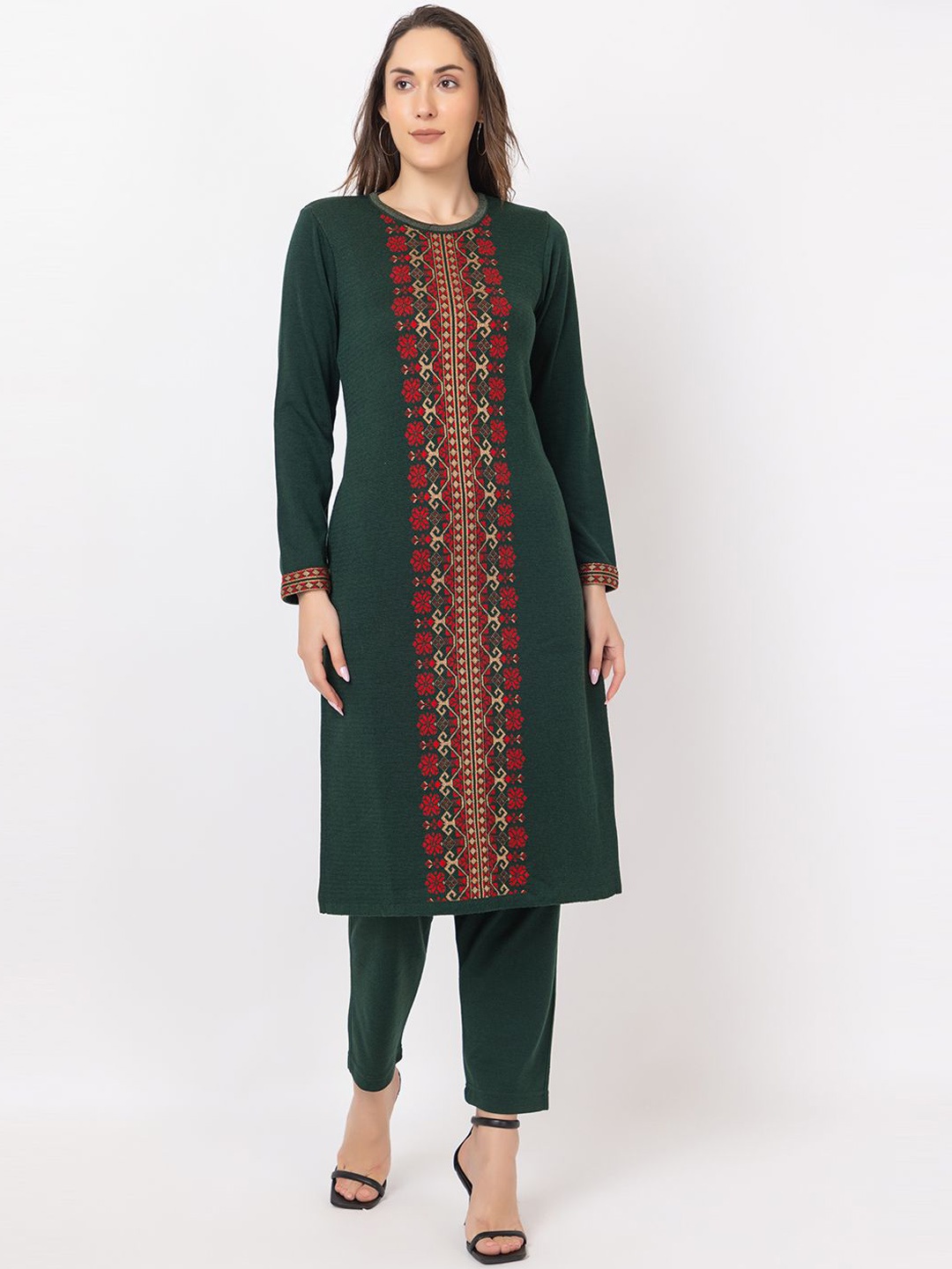 

KEIKO Women Ethnic Motifs Jacquard Kurta, Green