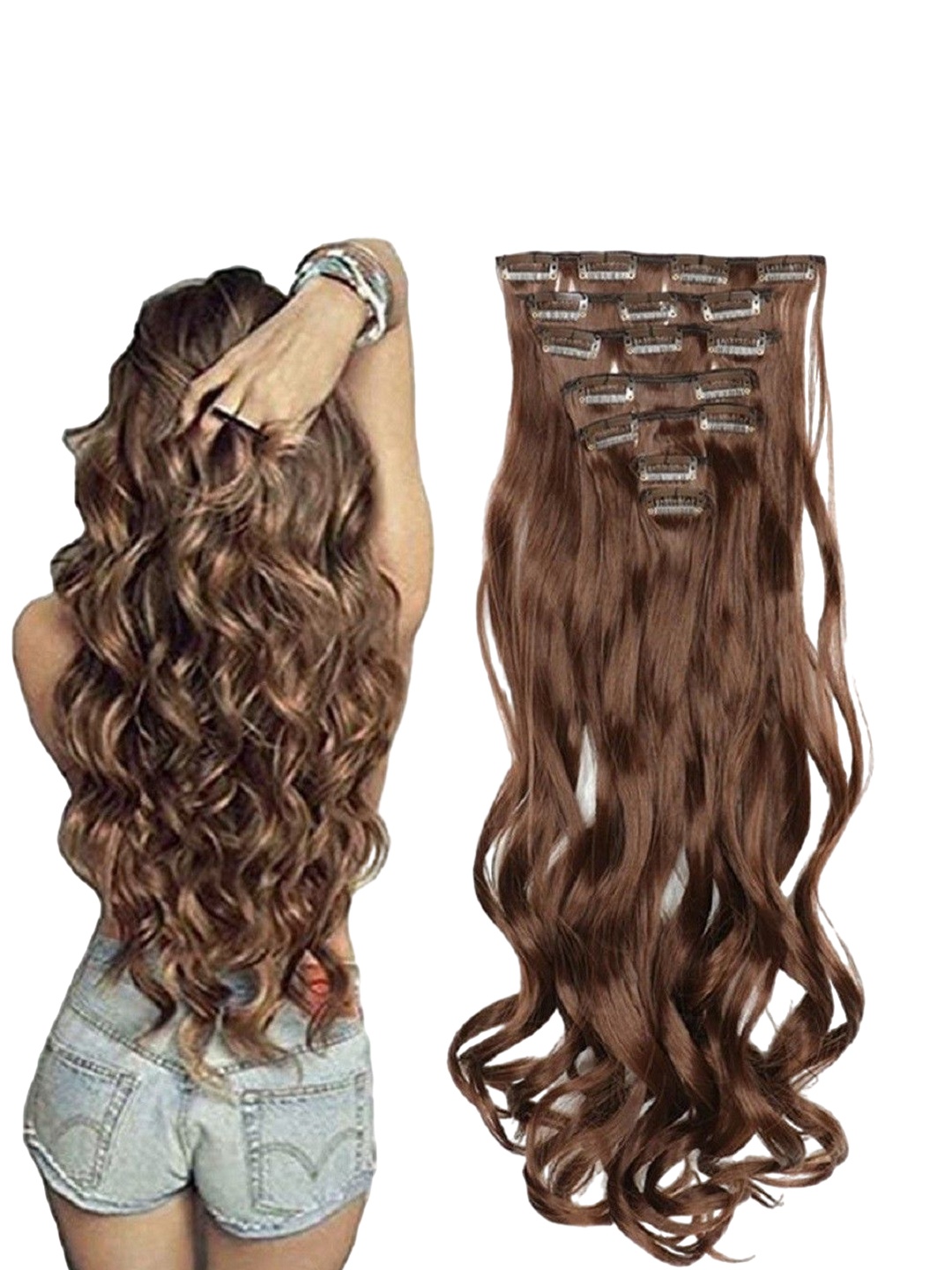 

SHENY Clip In Locks Curly Hair Extension - Brown - 24 Inch