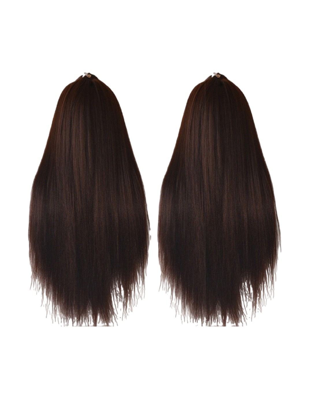 

HAVEREAM Set of 2 Clip-In Straight Scalp Topper Hair Extension - Brown - 24 Inch