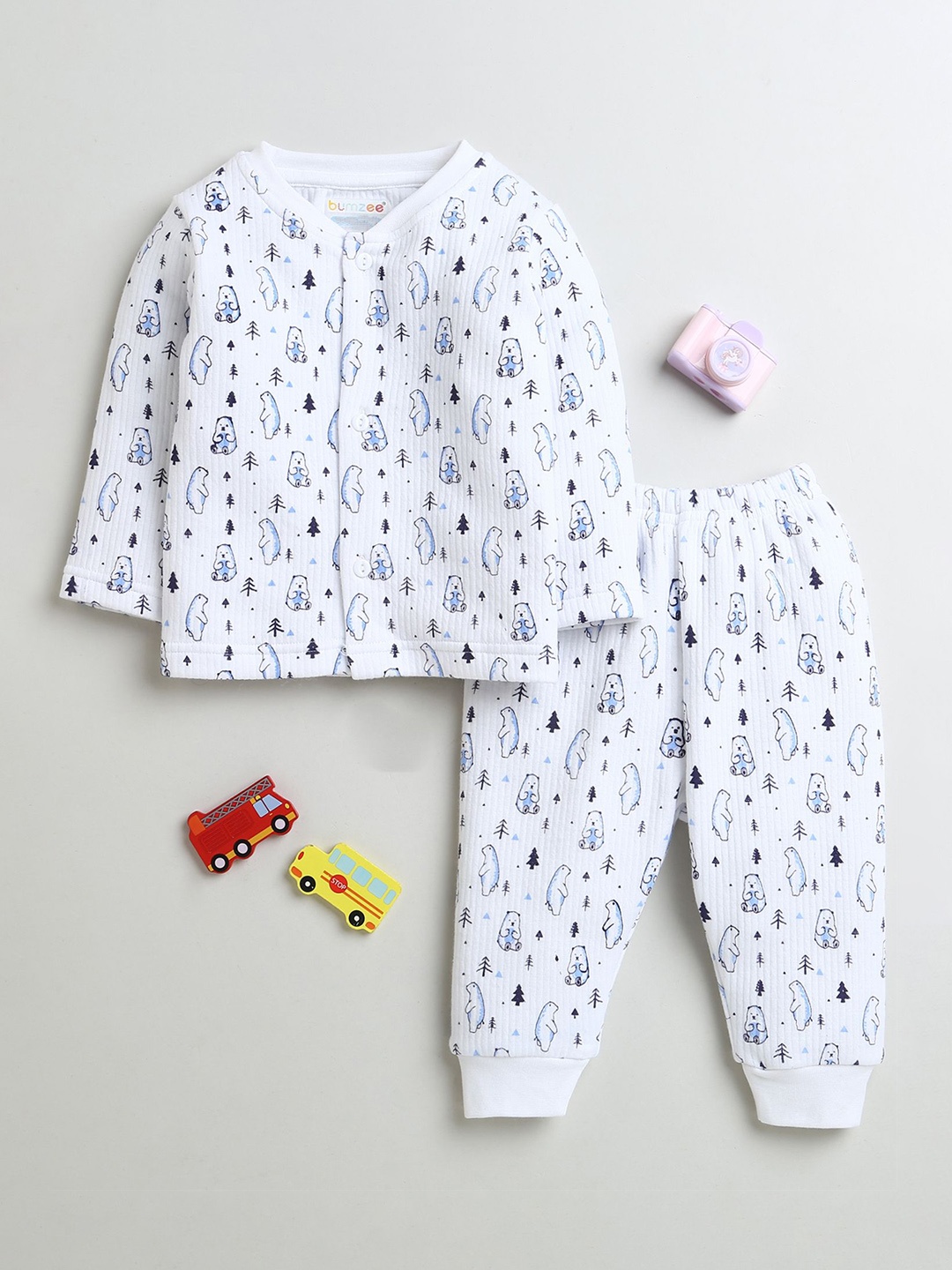 

BUMZEE Boys Printed Cotton Thermal Set, White