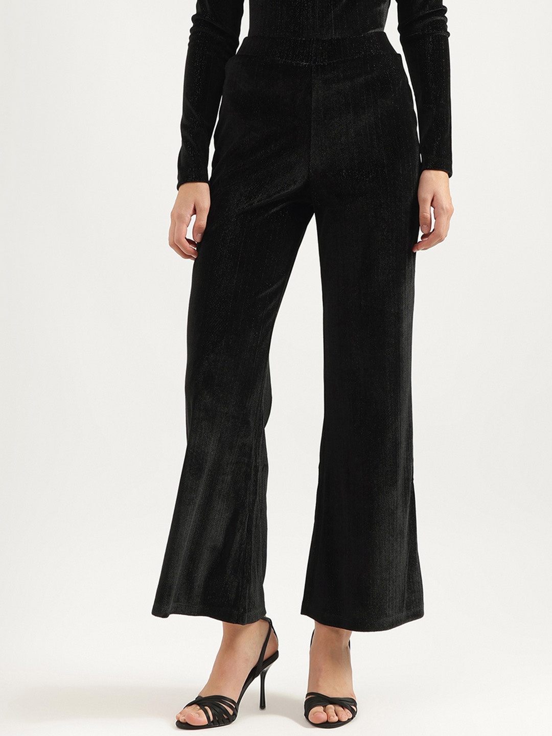 

United Colors of Benetton Women High-Rise Bootcut Trousers, Black