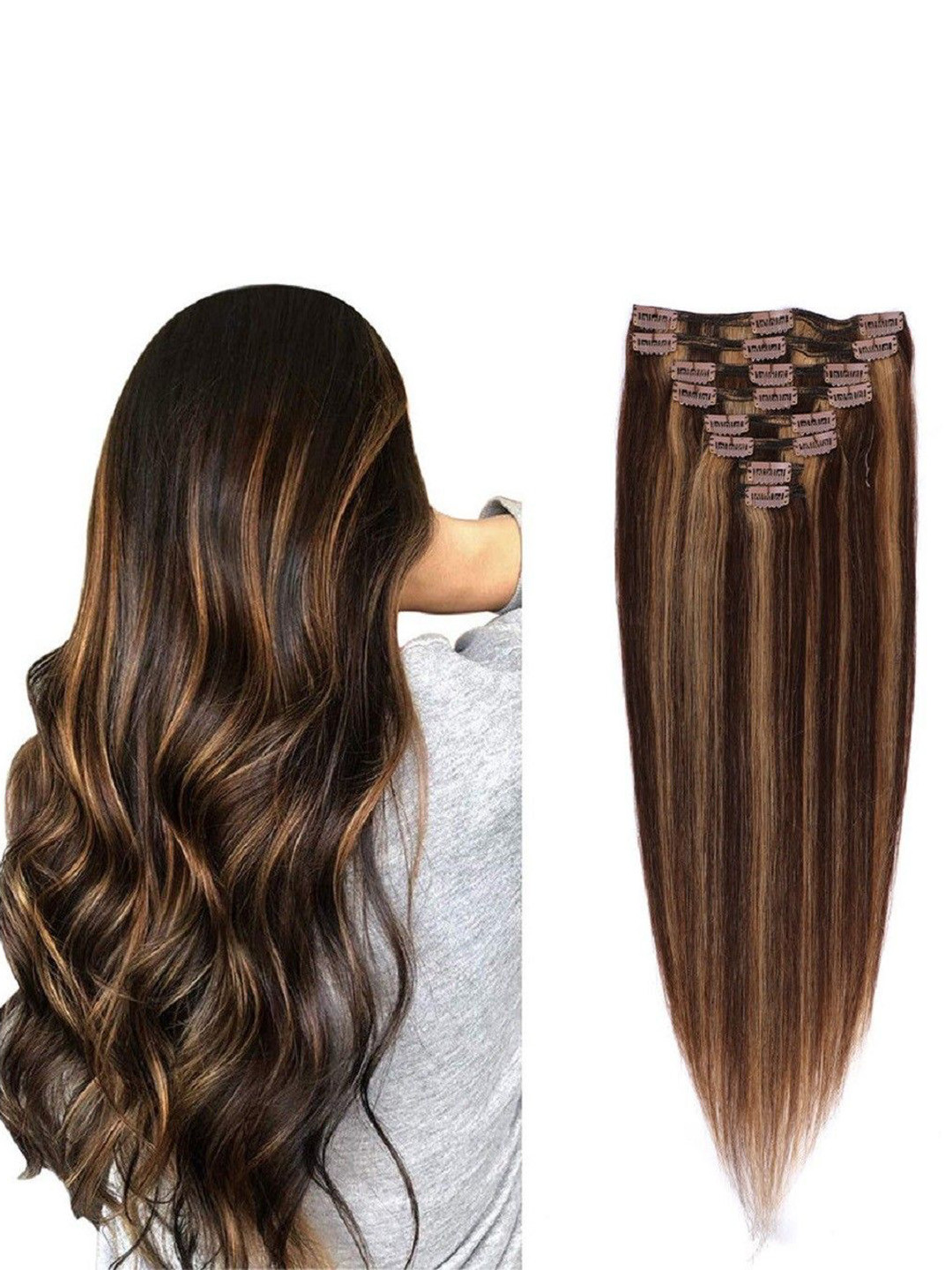 

HAVEREAM Clip-In Locks Straight Highlight Hair Extension - Black - 24 Inch