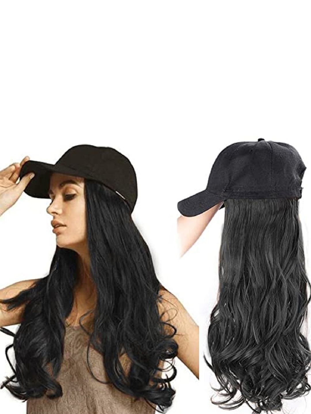 

HAVEREAM Curly Hair Extension With Hat - Black