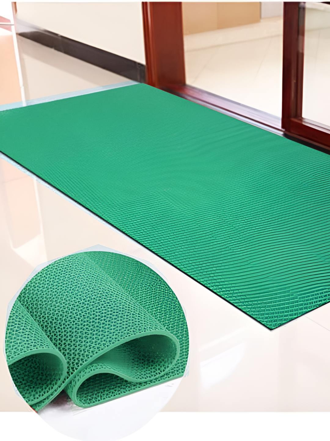 

AaHo Decor Green Textured Geometric Anti-Slip Floor Runner