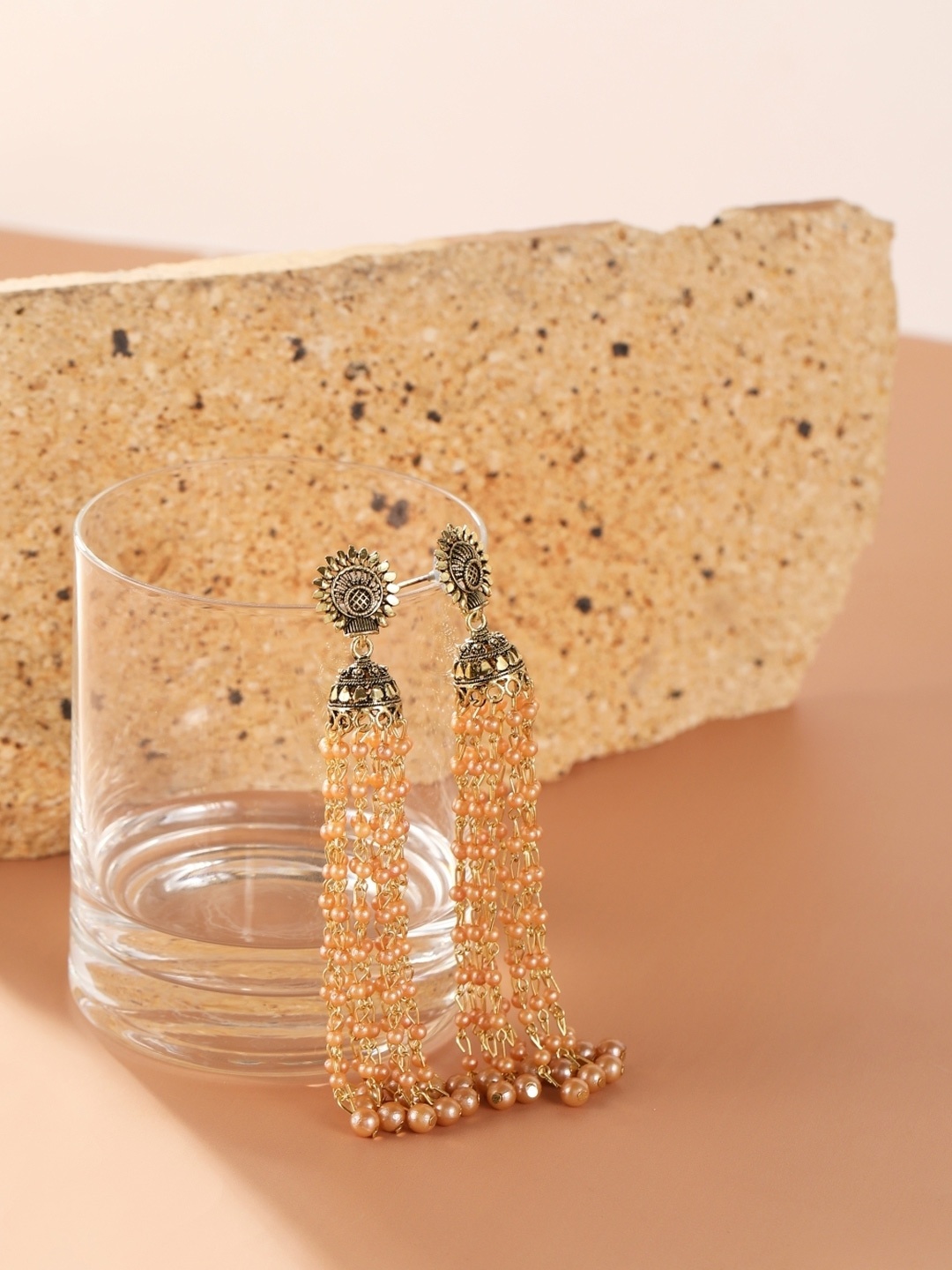 

KPOP Contemporary Jhumkas Earrings, Gold