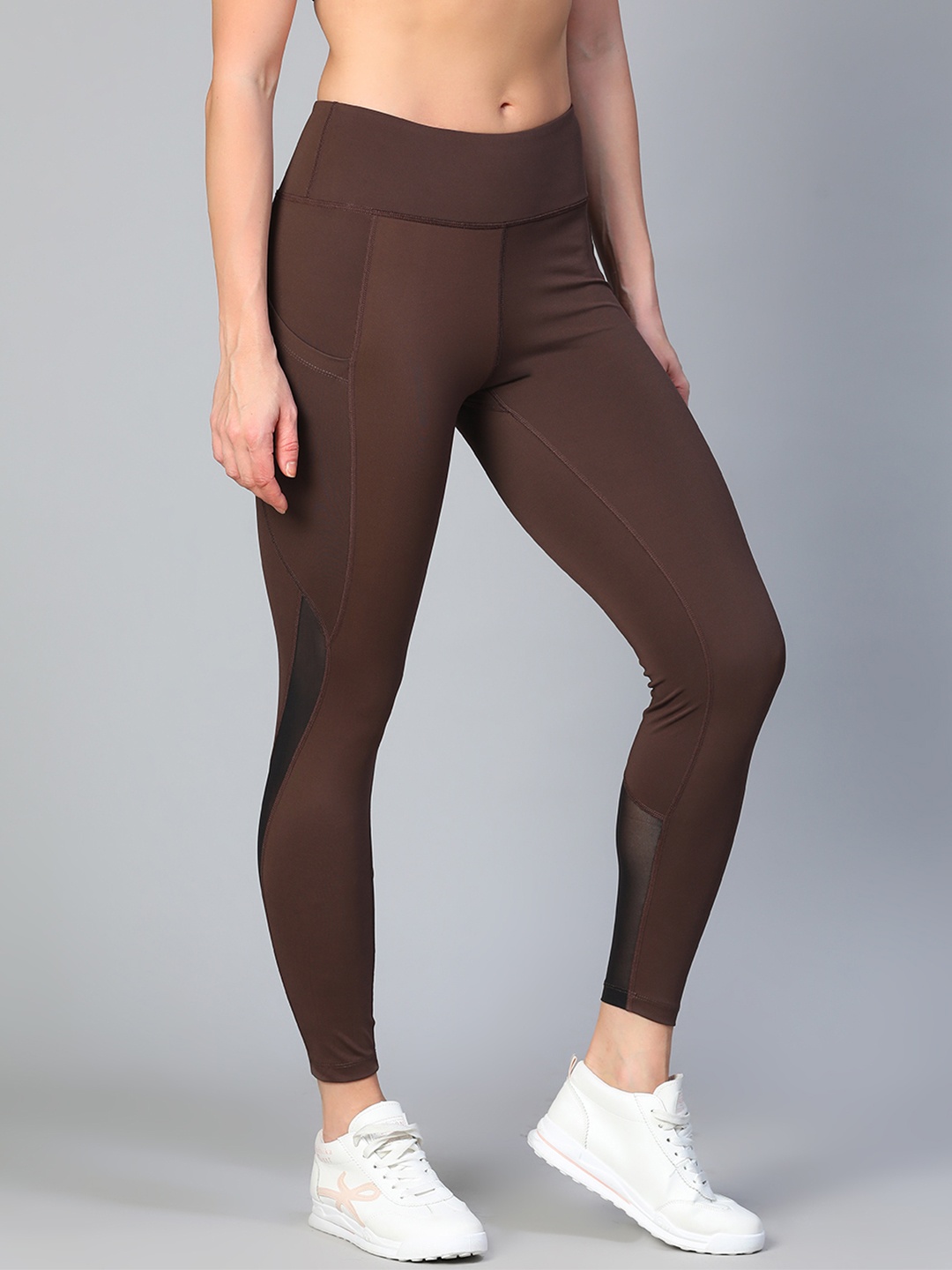 

ATHLISIS Women Solid Ankle Length Training Tights, Brown