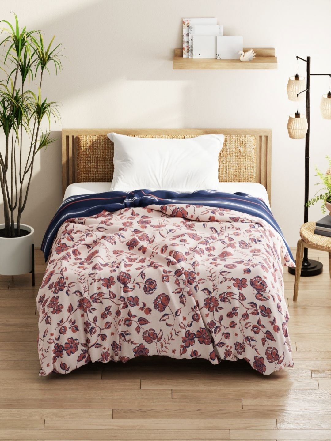 

KOPA Red & Pink Floral Printed Microfiber AC Room 120 GSM Single Bed Comforter
