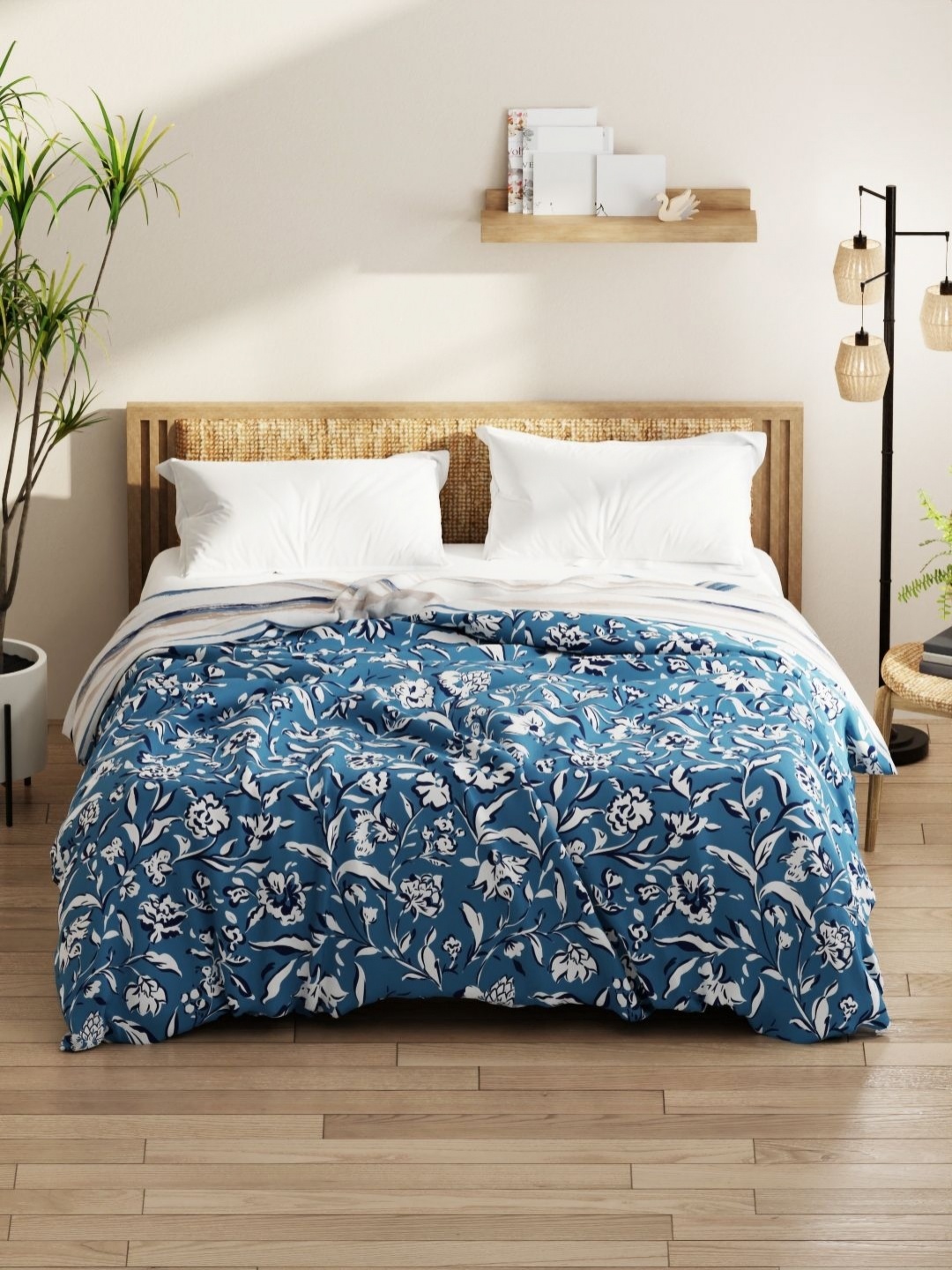 

KOPA Blue & White Floral Printed Microfiber AC Room 120 GSM Double Bed Comforter