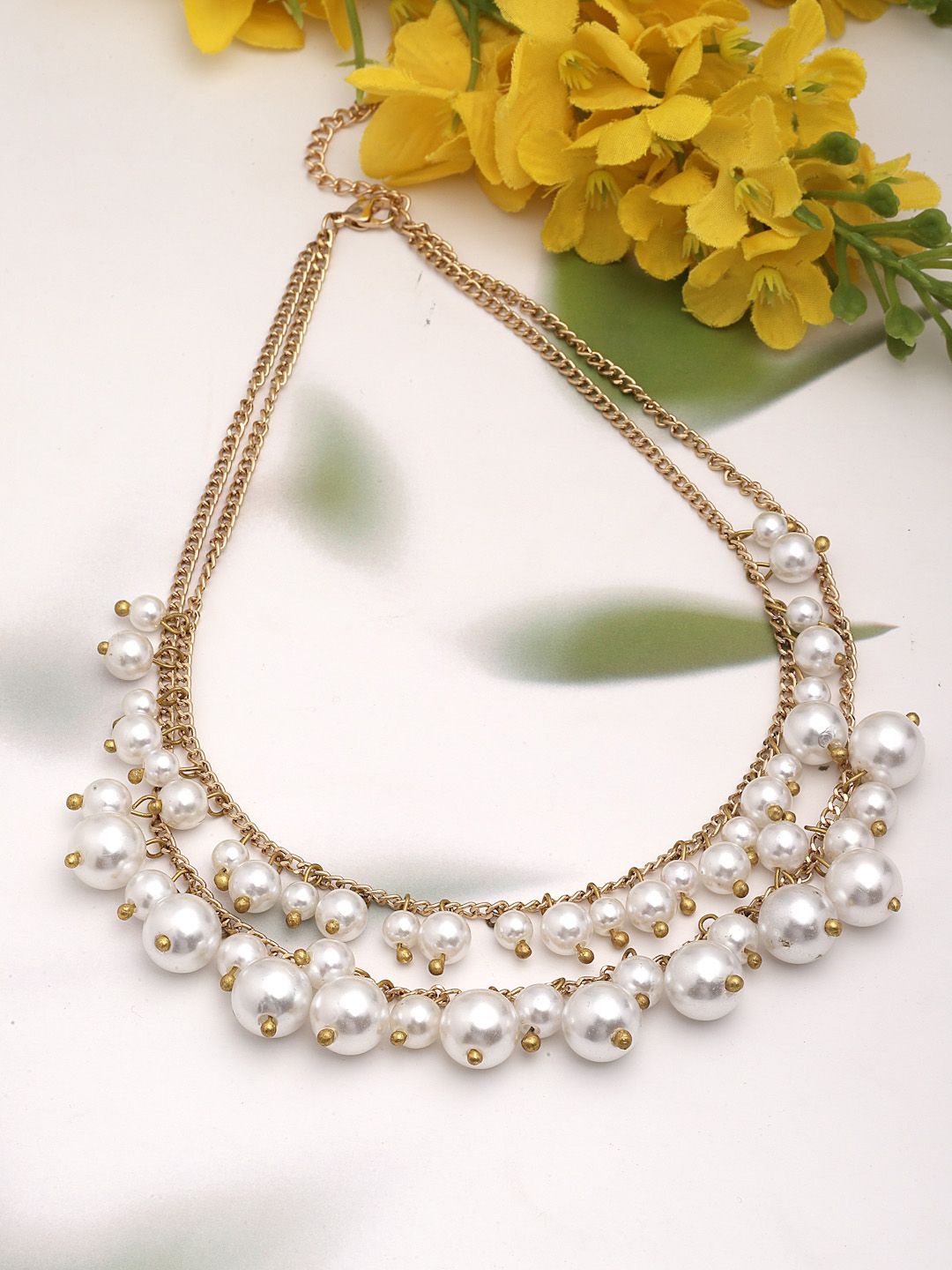 

Sanjog Gold-Plated Faux Pearls Beaded Layered Necklace