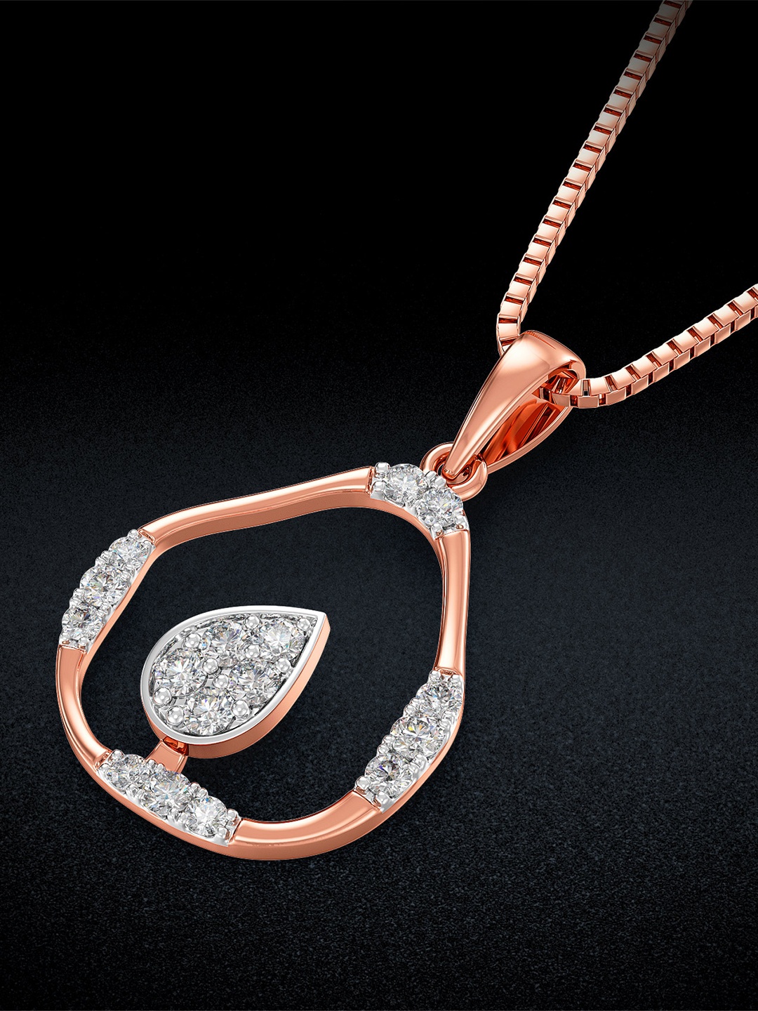 

Joyalukkas 18 KT Diamond Studded Pendant, Rose gold