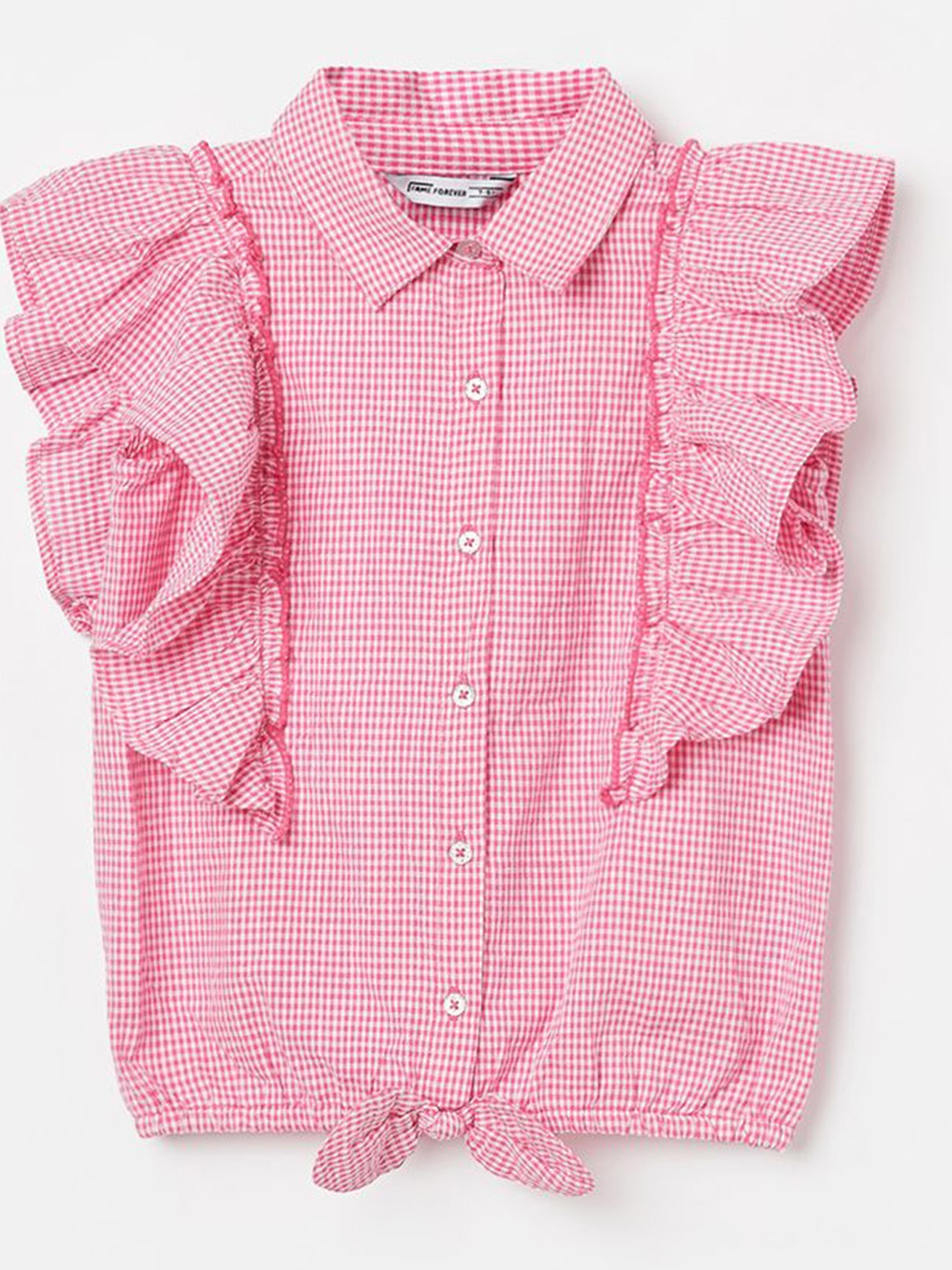 

Fame Forever by Lifestyle Girls Solid Shirt Collar Cotton Top, Pink