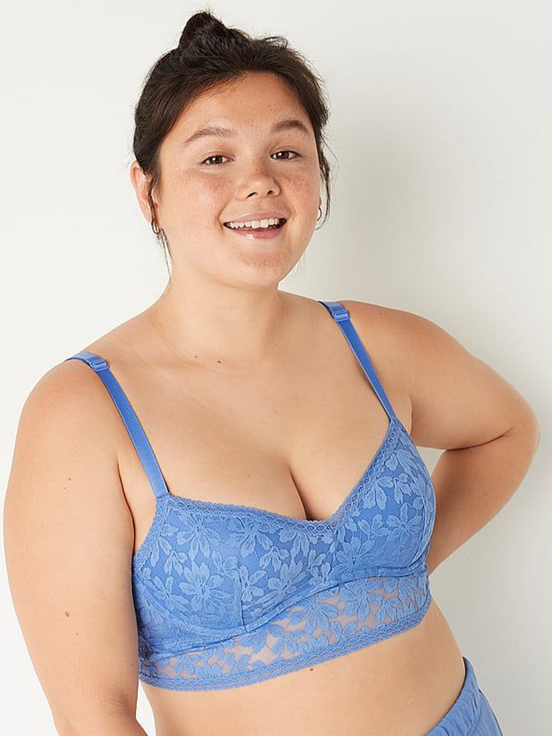 

Victoria's Secret Floral Medium Coverage Underwired Heavily Padded Bralette Bra, Blue