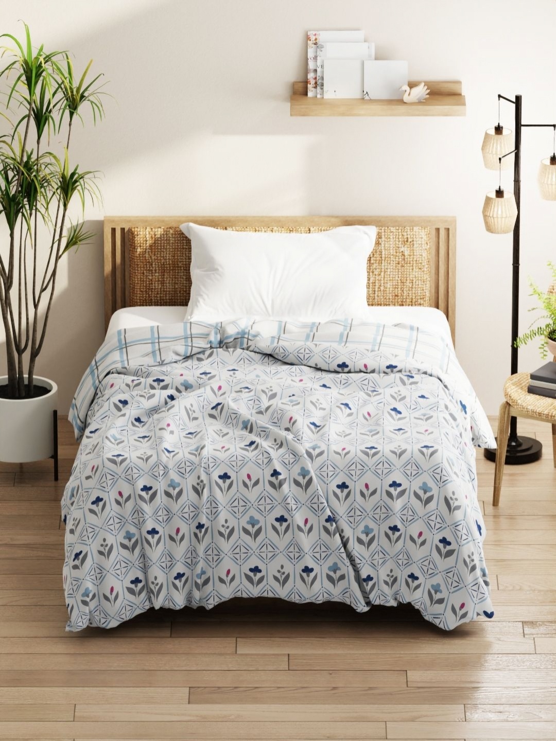 

KOPA Classic Cotton Feel Off White Floral Microfiber AC Room 120 GSM Single Bed Comforter