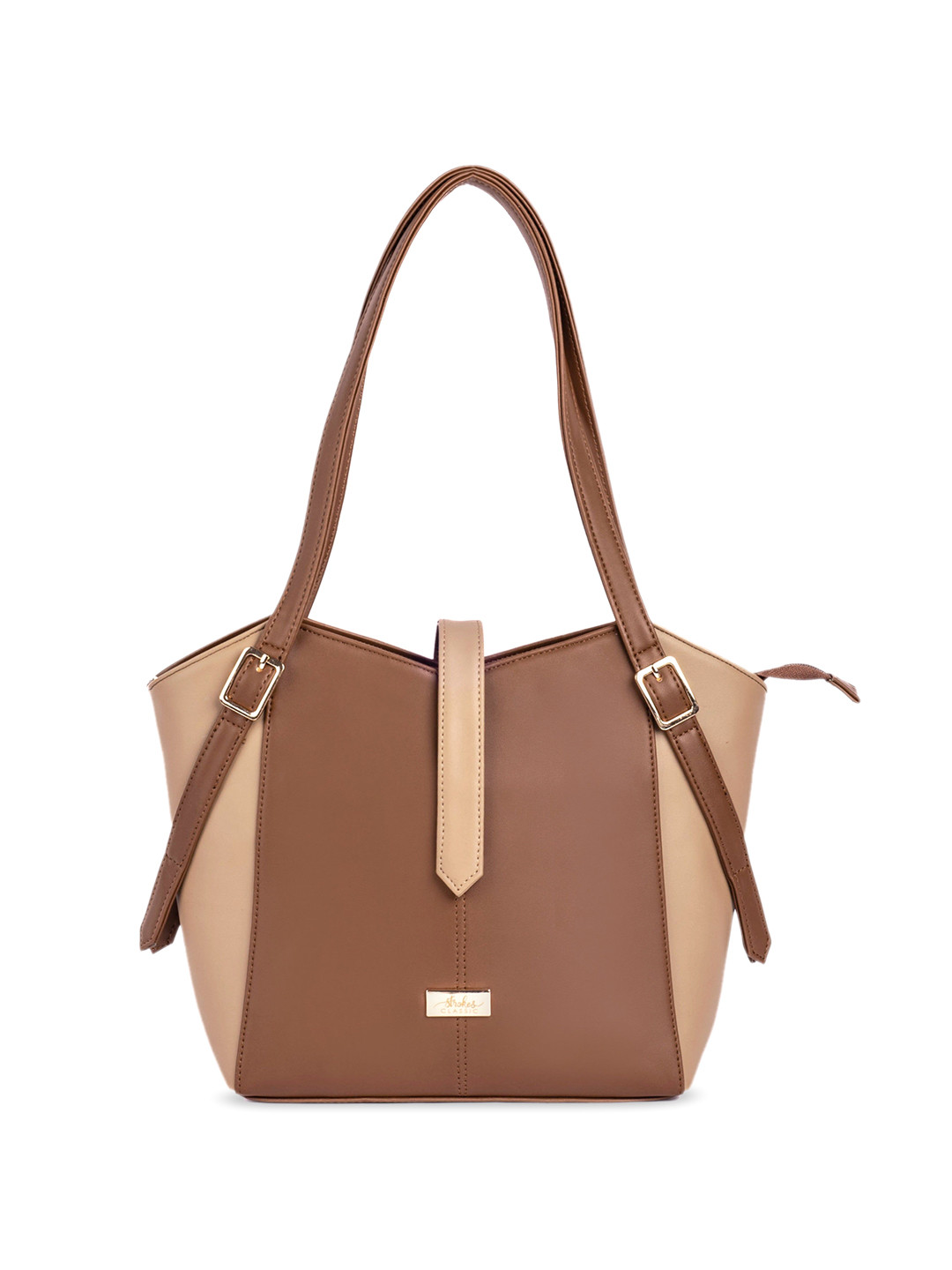 

Strokes by Namrata Mehta Women Up to 12 inch Laptop Solid Structured Tote Bag, Brown