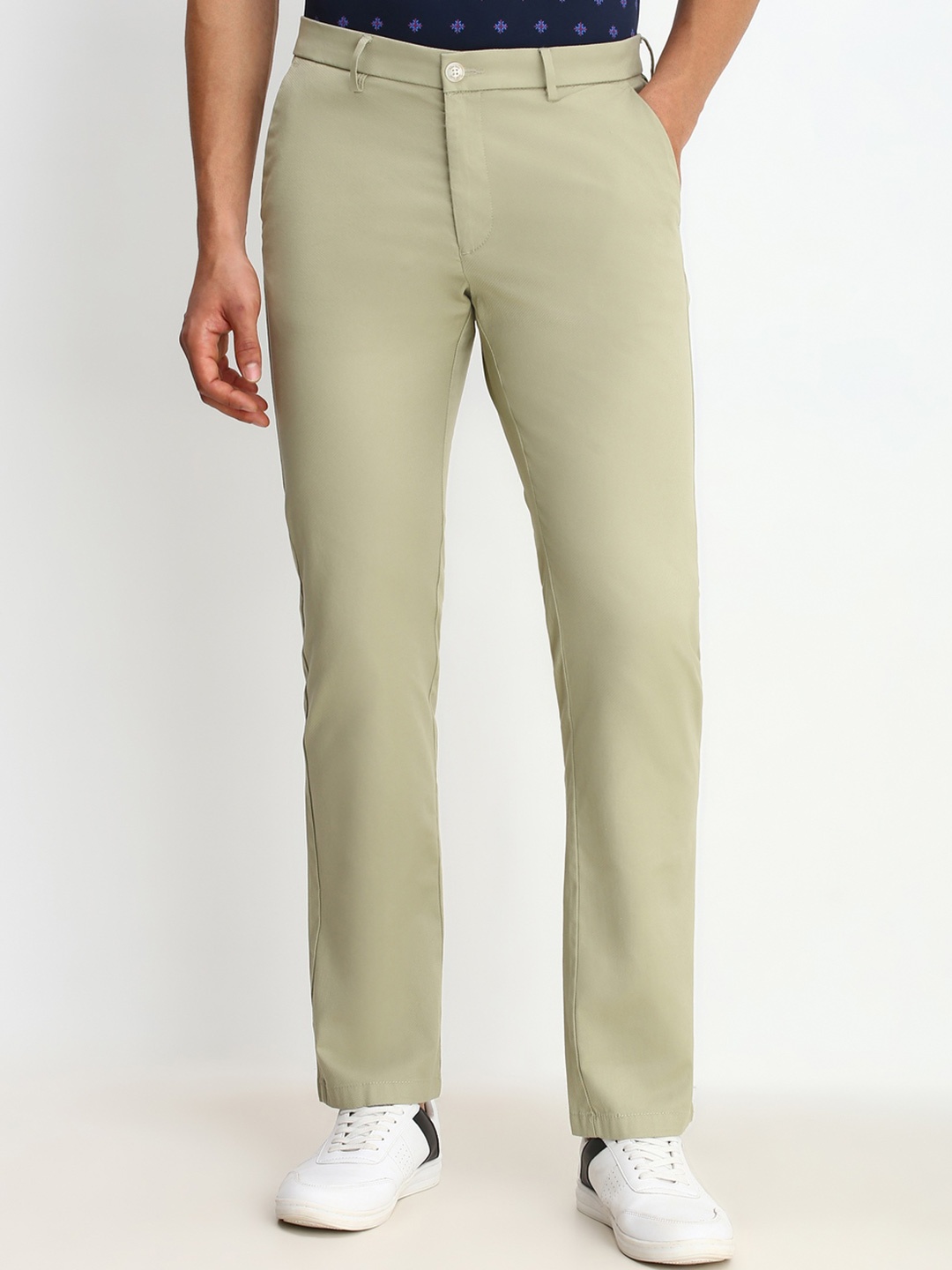 

Allen Solly Men Cotton Mid-Rise Regular Trousers, Olive