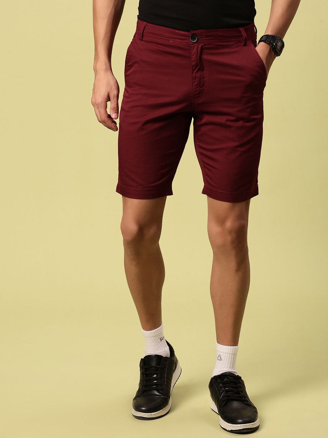 

Urban Dog Men Solid Cotton Chino Shorts, Maroon