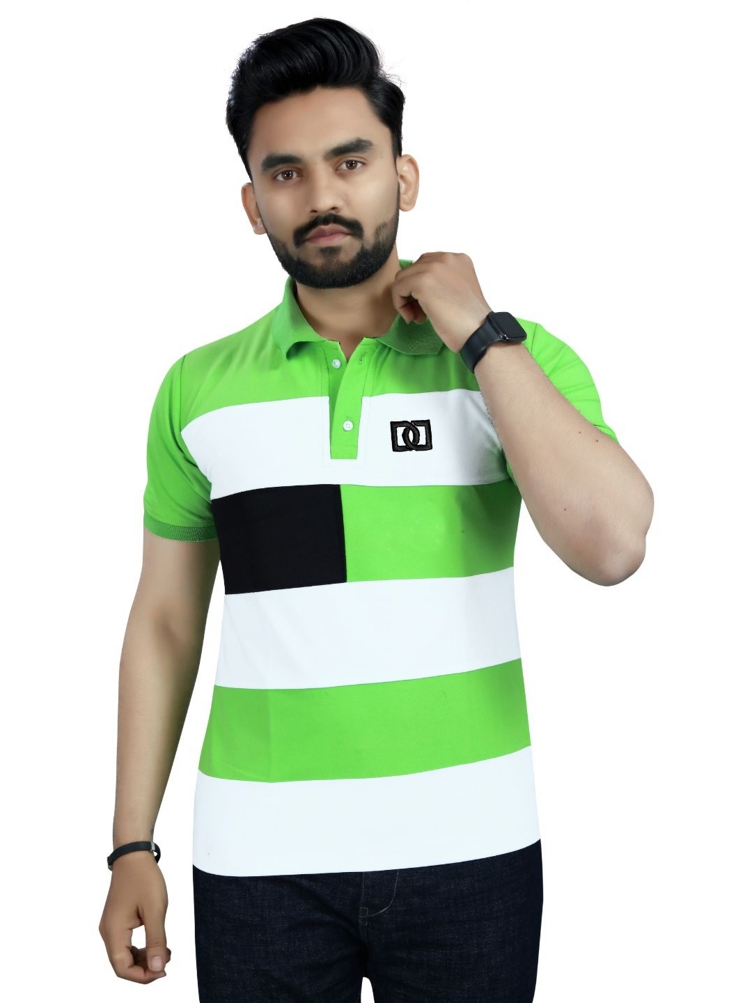 

DYRECTDEALS Men Colourblocked Polo Collar T-shirt, Green