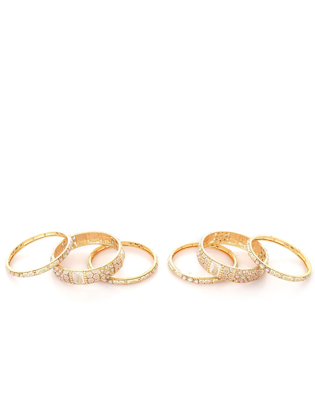 

Styled Diva Set Of 6 Gold Plated Stone Studded Bangles