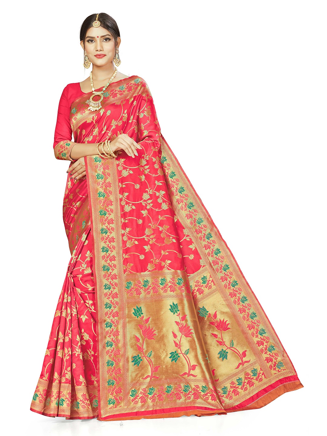 

Maroosh Woven Design Zari Banarasi Saree, Pink