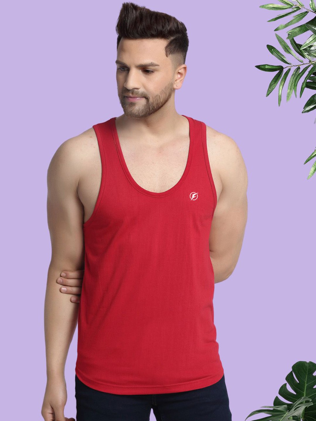 

Friskers Cotton Round Neck Basic Vest, Red
