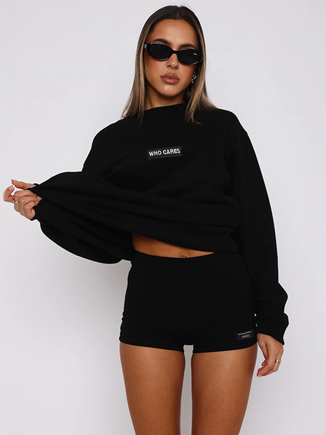 

LULU & SKY Round Neck T-Shirt With Shorts, Black