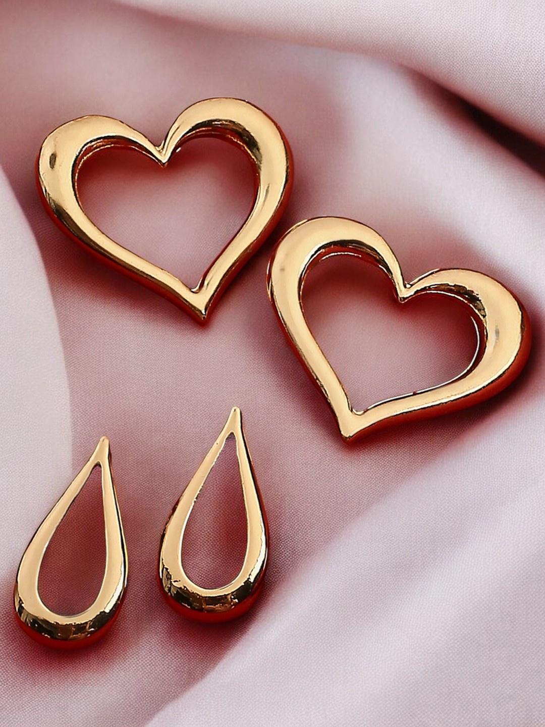 

fabula Set Of 2 Heart Shaped Studs, Gold