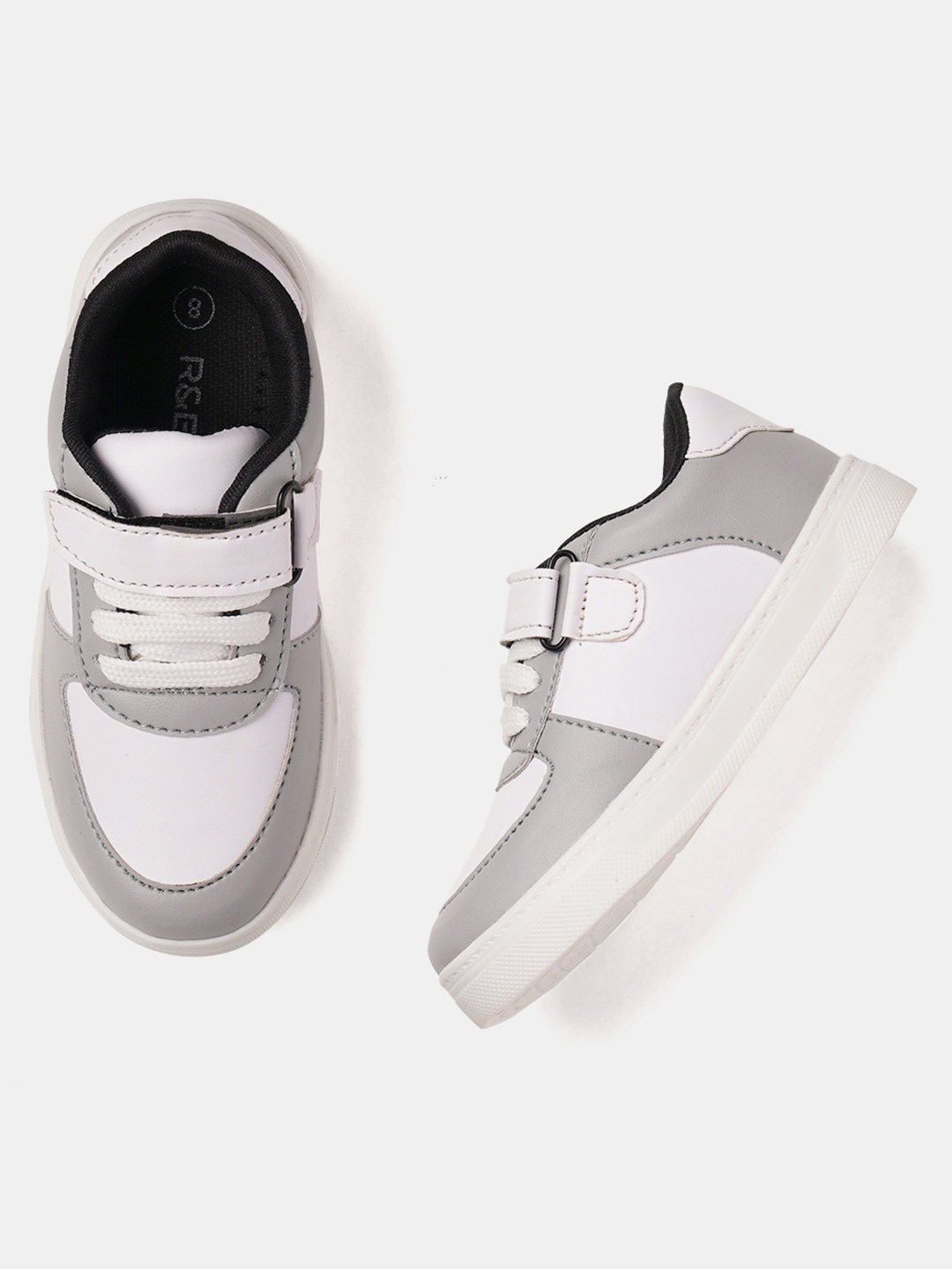 

R&B Boys Colourblocked PU Velcro Sneakers, White
