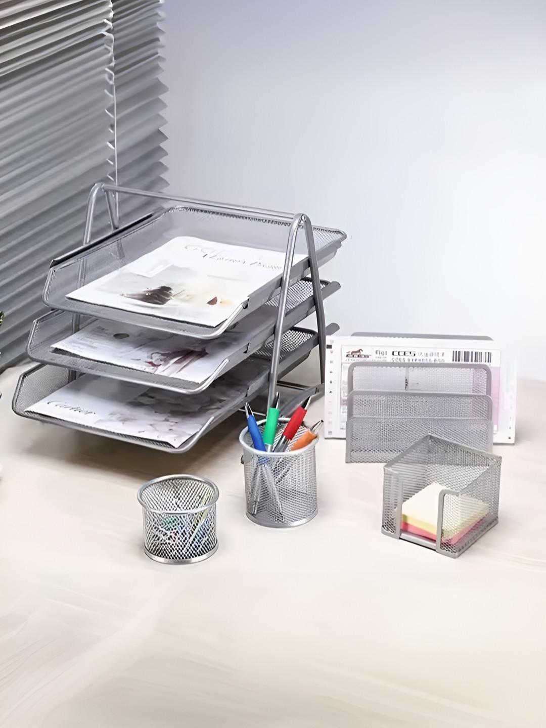 

UMAI Silver-Toned Set of 5 Regular Desk Organiser Organisers