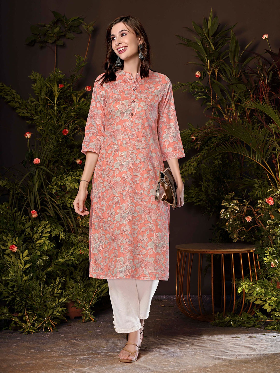 

Anouk Women Floral Printed Kurta, Pink