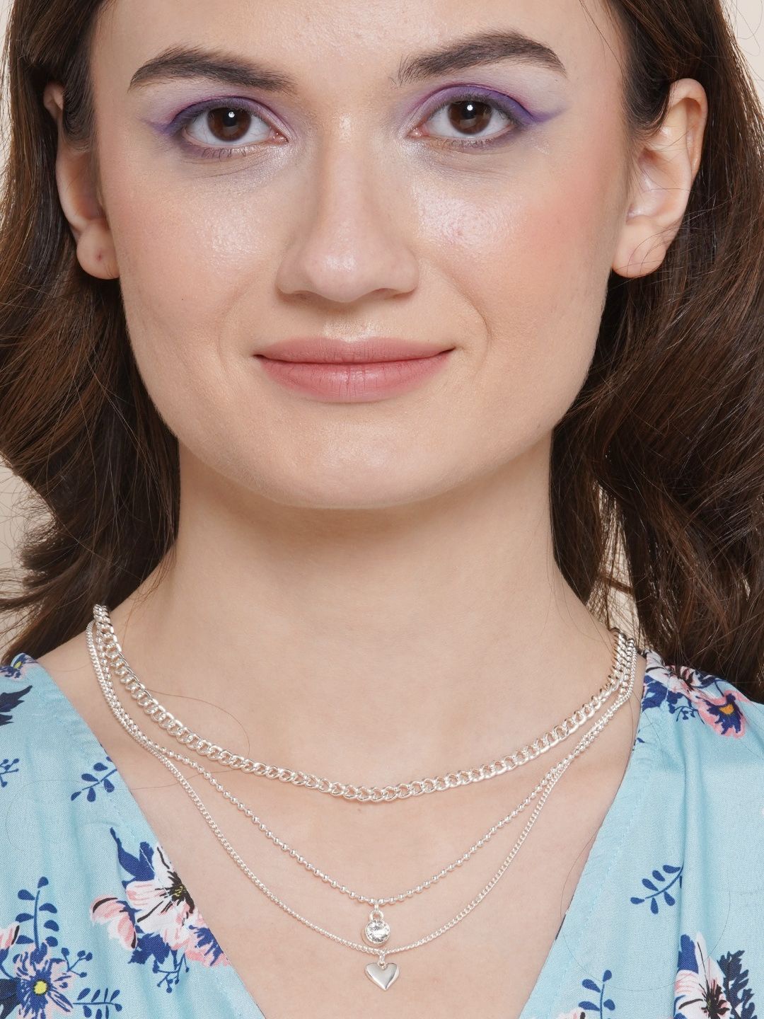 

KPOP Brass Silver-Plated Layered Necklace