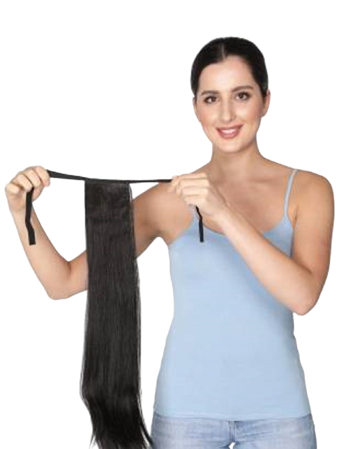 

ABRISH Tape-In Straight Ponytail Hair Extension - Black - 24 Inch