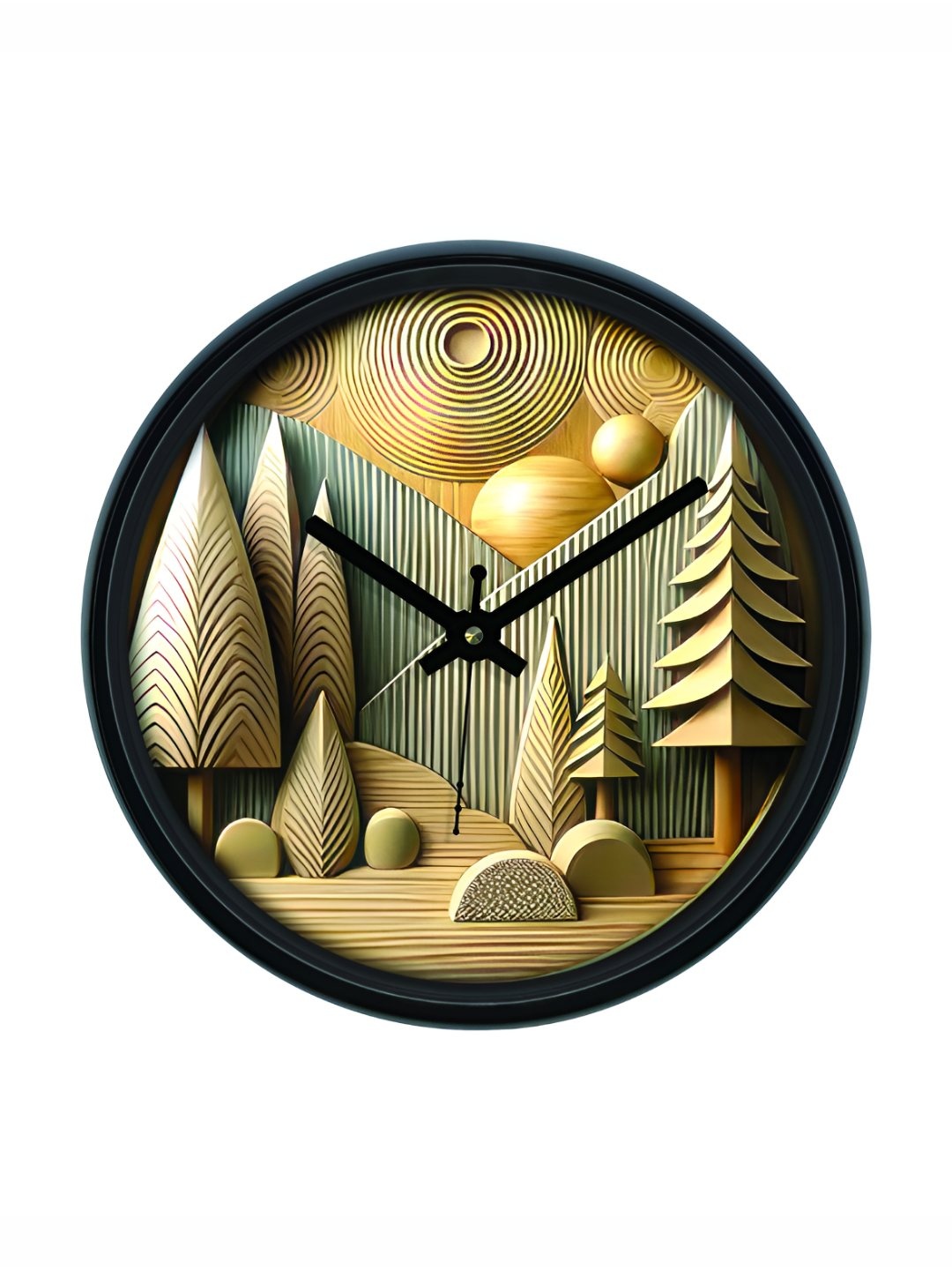 

RANDOM Printed Round Shaped Sweep Silent Movement Contemporary Wall Clock, Brown