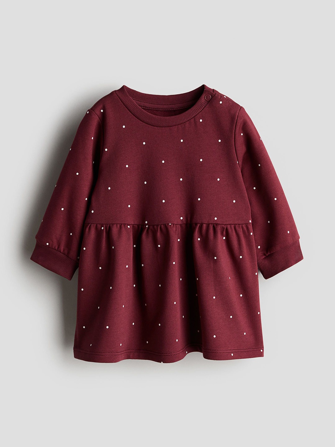 

H&M Girls Printed Cotton Fit & Flare Dress, Maroon