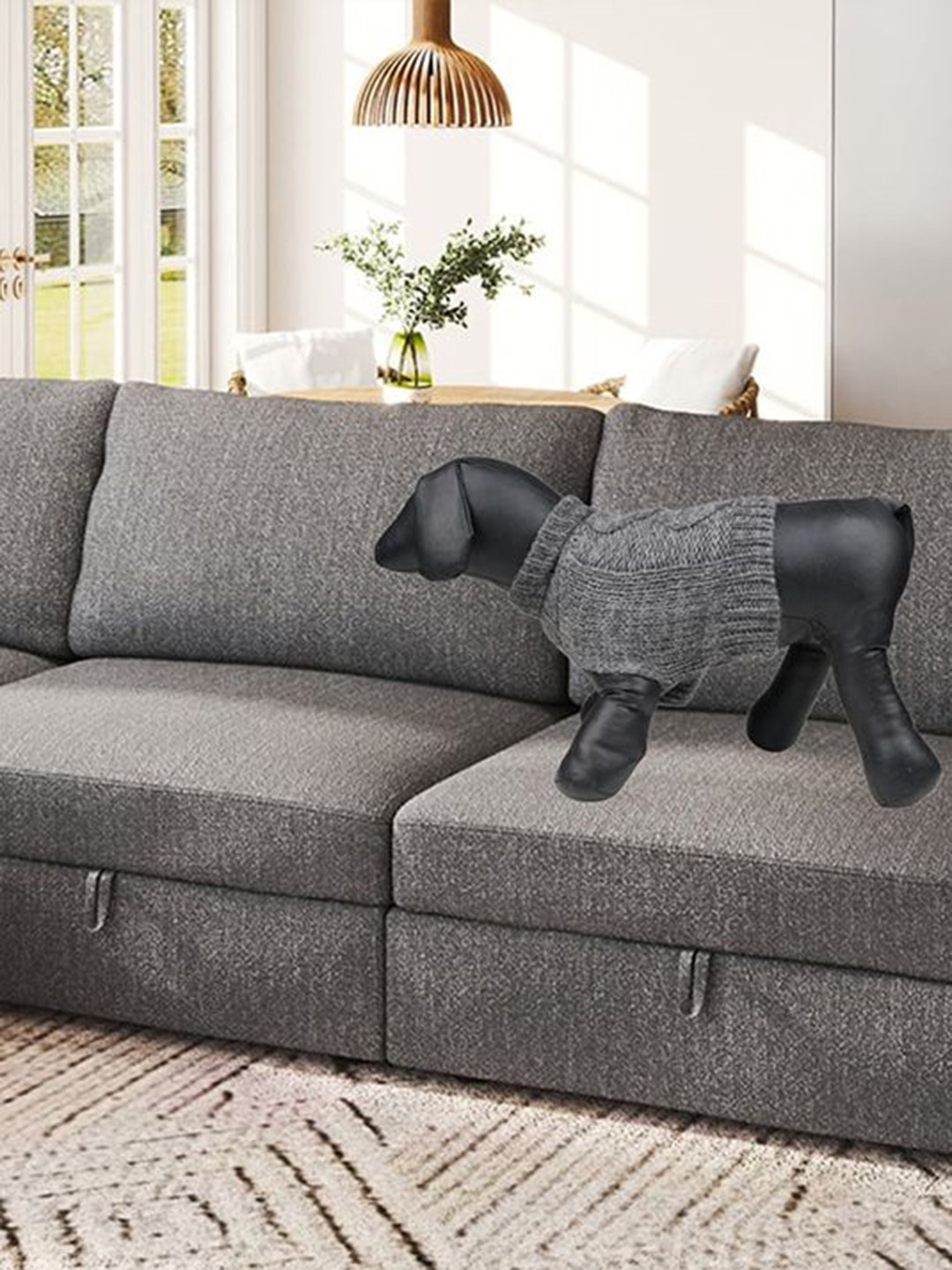 

Lulala Turtle Neck Self Design Dog Sweater, Grey