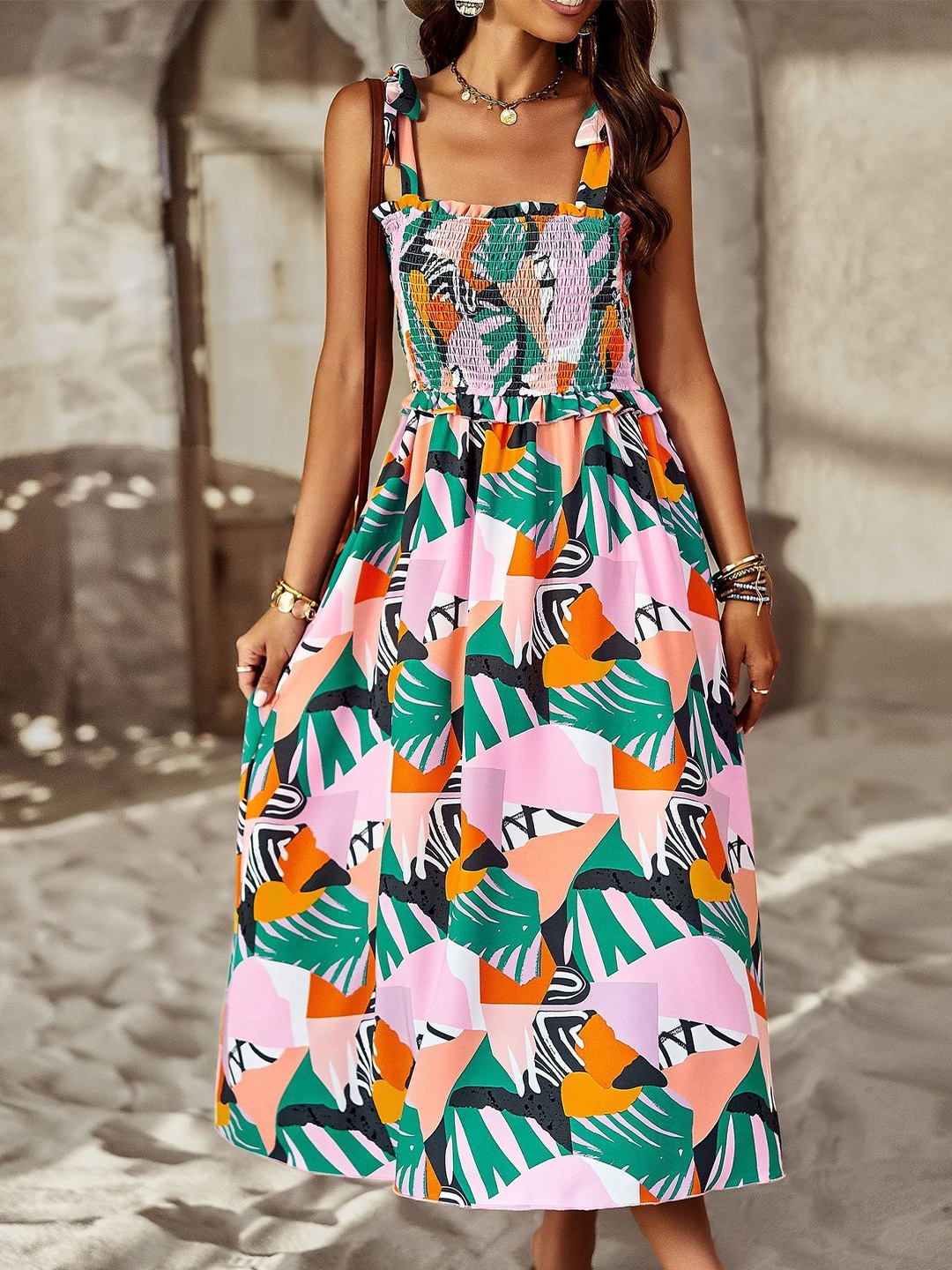 

StyleCast women tropical Print Fit & Flare Midi Dress, Multi