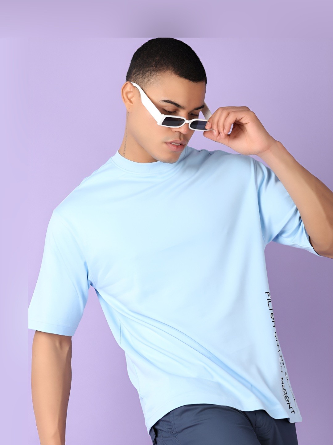 

V-Mart Men Solid Round Neck Cotton Relaxed Fit T-shirt, Blue