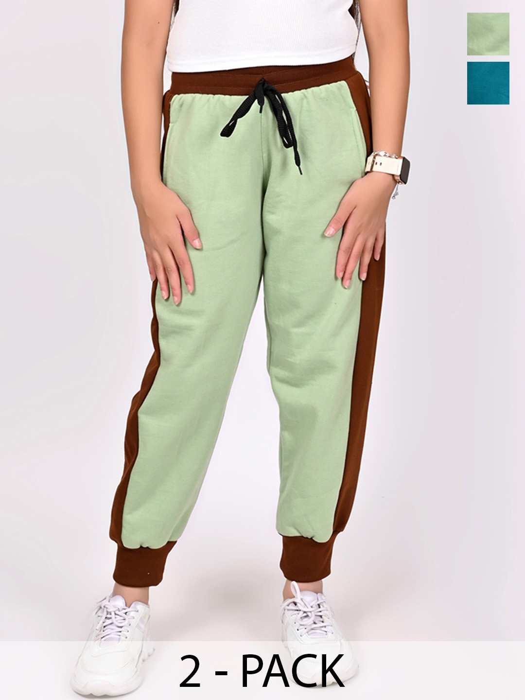 

BAESD Girls Pack Of 2 Mid-Rise Joggers, Green