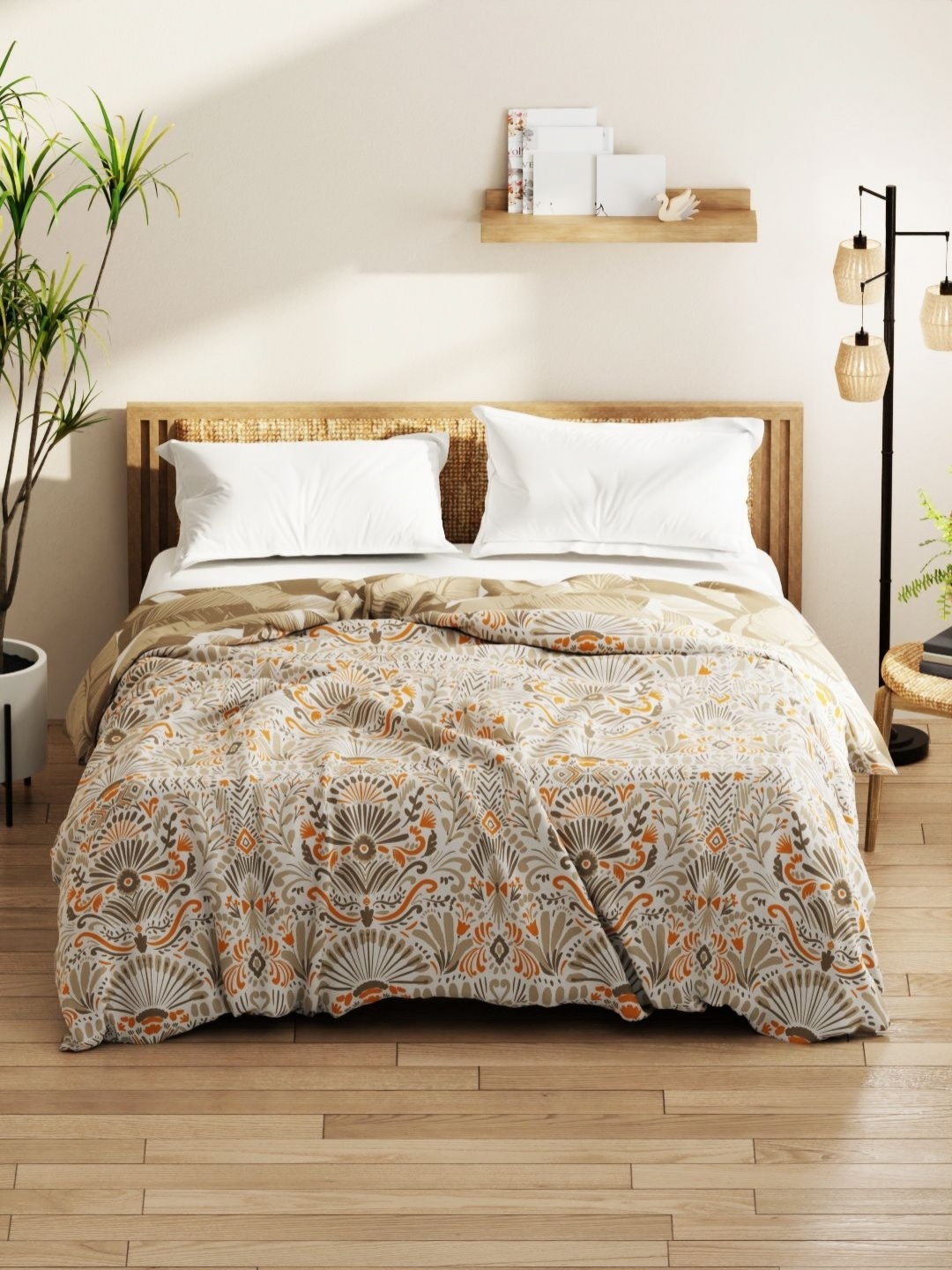 

KOPA Denim Cotton Feel Grey Ethnic Motifs Microfiber AC Room 150 GSM Double Bed Comforter