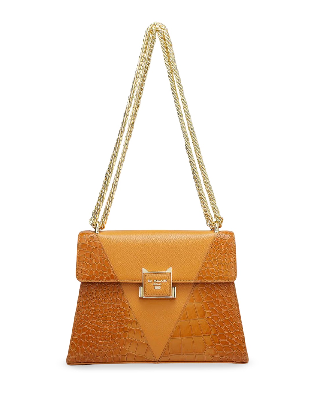 

Da Milano Women Textured Leather Sling Bag, Orange