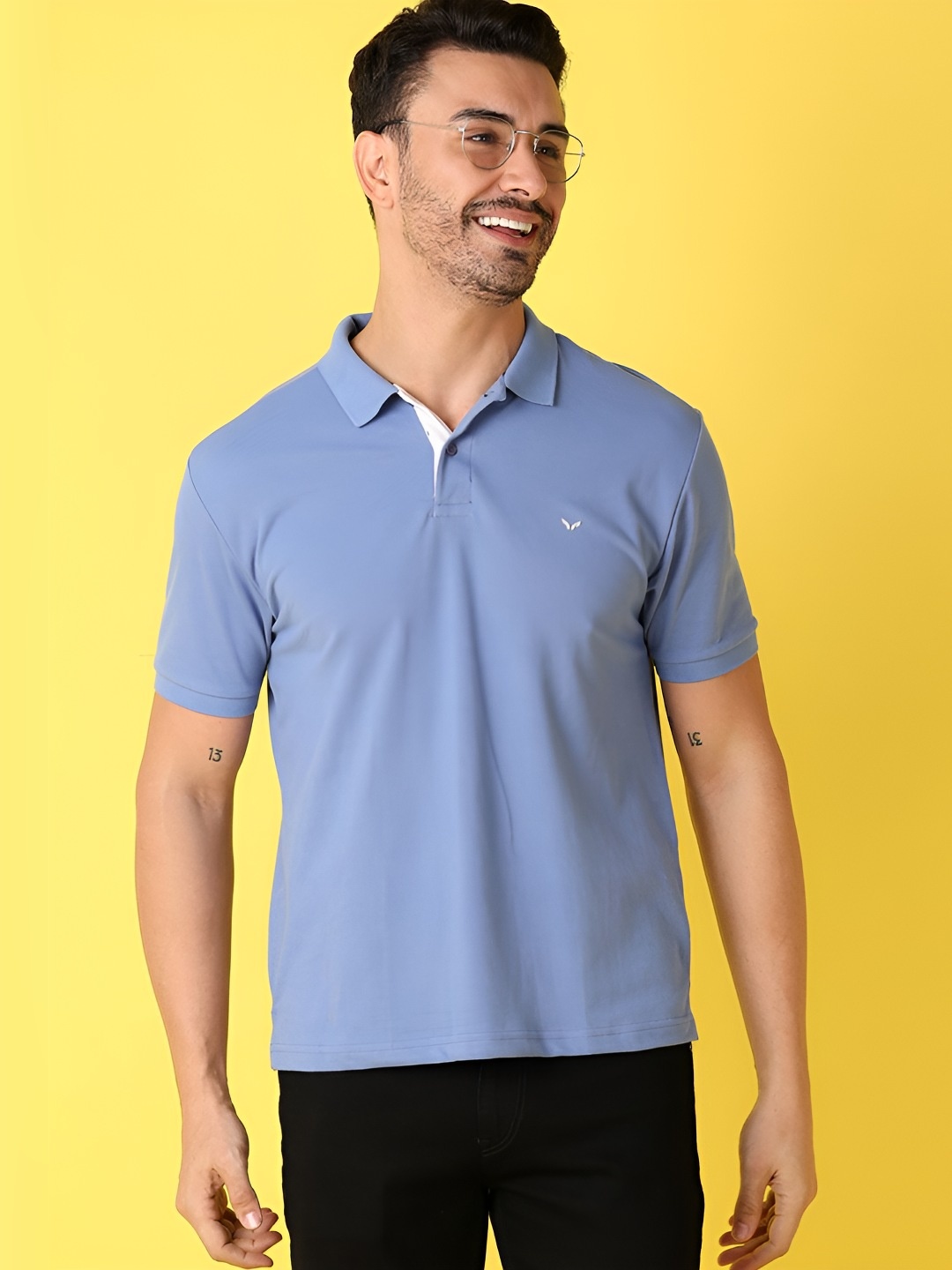 

V-Mart Men Solid Polo Collar Cotton T-shirt, Blue